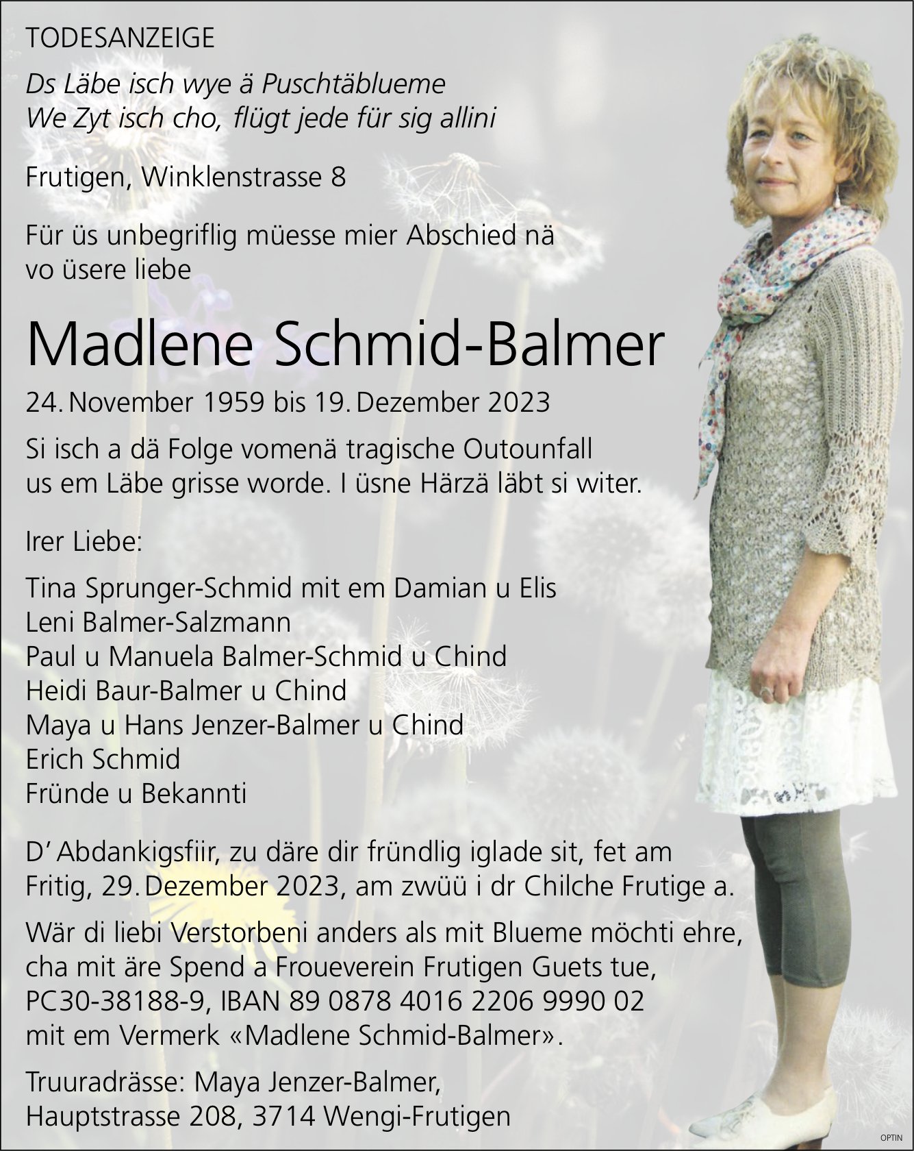 Madlene Schmid-Balmer, Dezember 2023 / TA