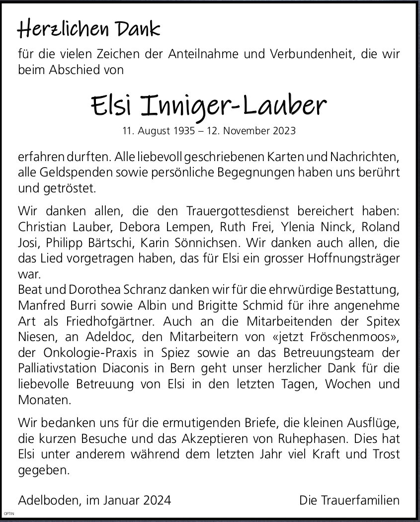 Elsi Inniger-Lauber, im Januar 2024 / DS