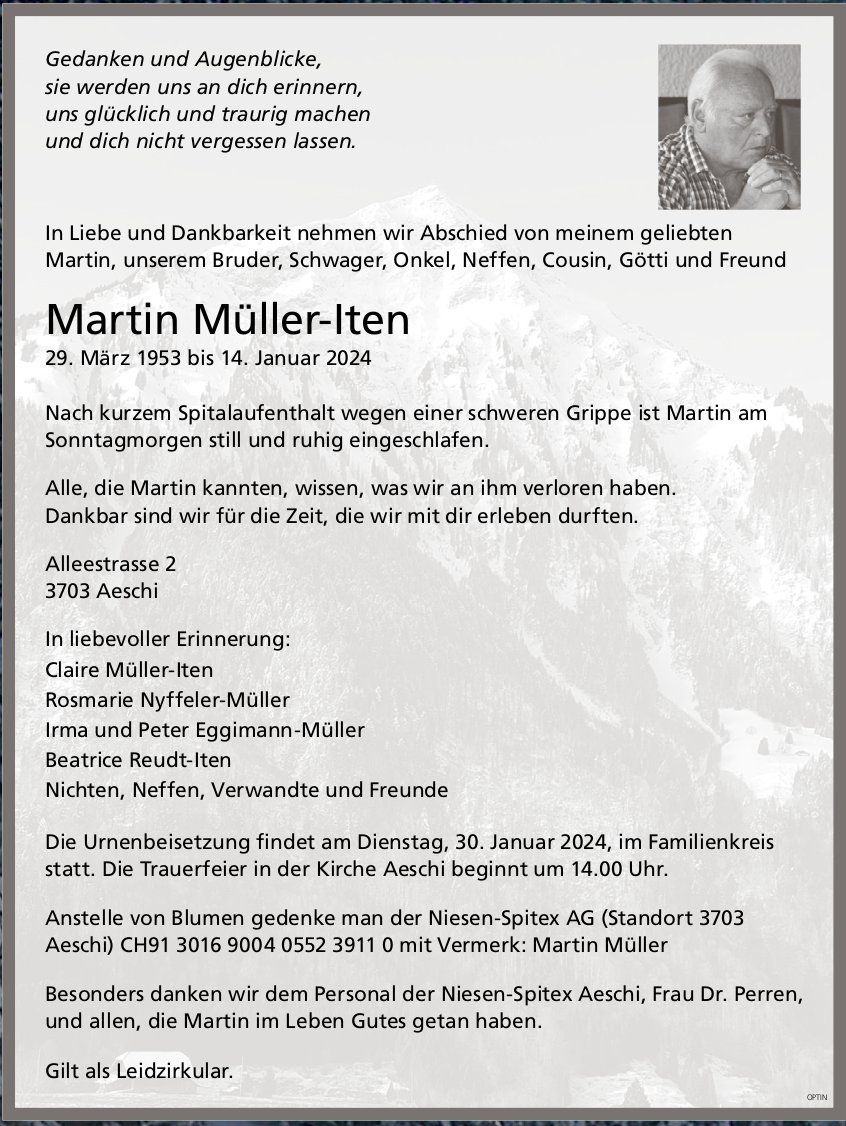 Martin Müller-Iten, Januar 2024 / TA