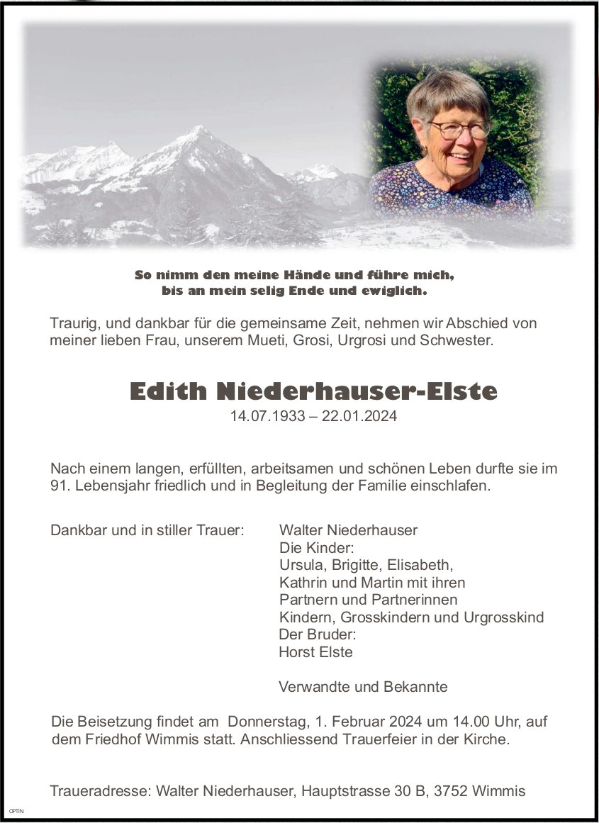 Edith Niederhauser-Elste, Januar 2024 / TA