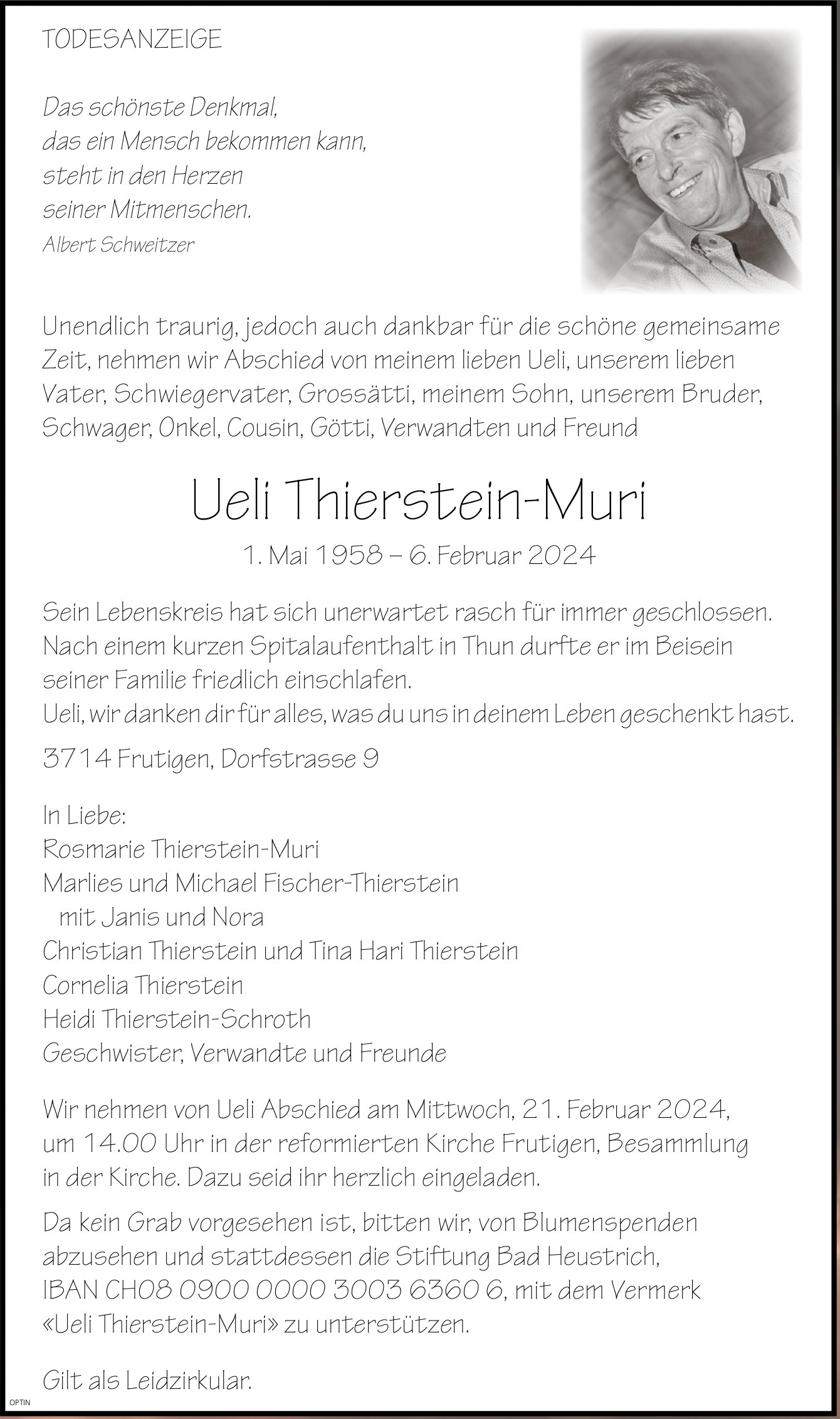 Ueli Thierstein-Muri, Februar 2024 / TA