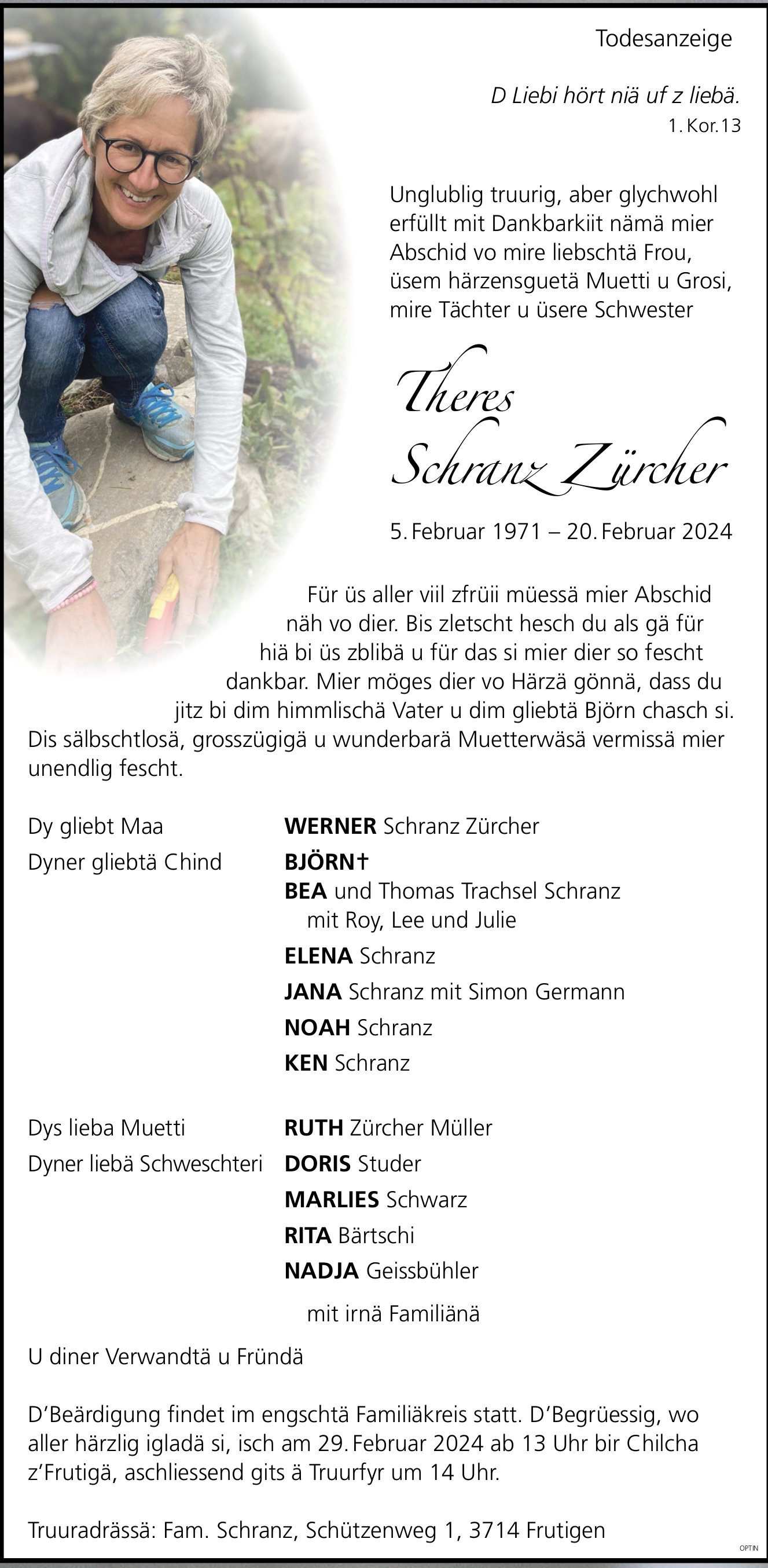Theres Schranz Zürcher, Februar 2024 / TA