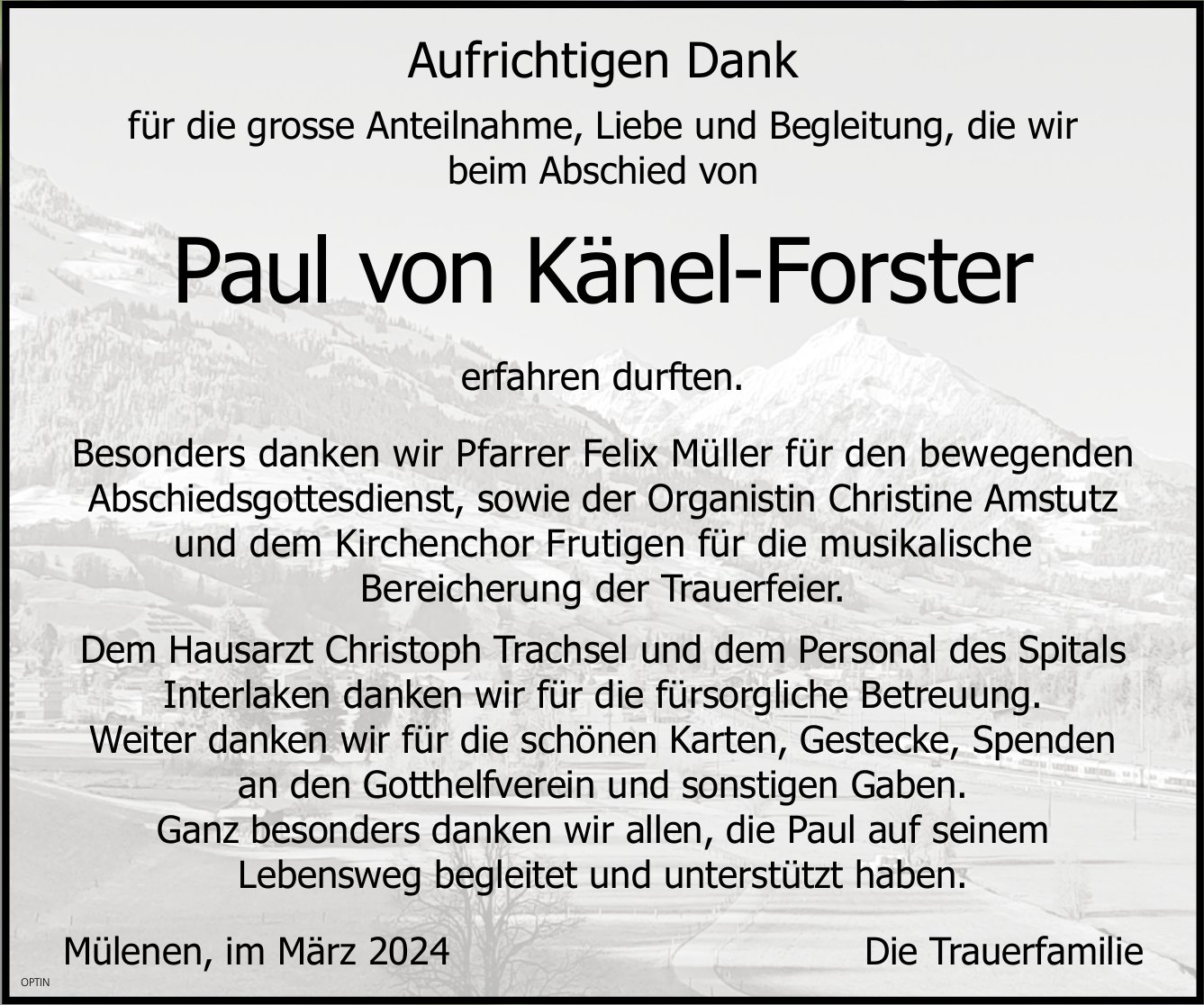 Paul von Känel-Forster, im März 2024 / DS