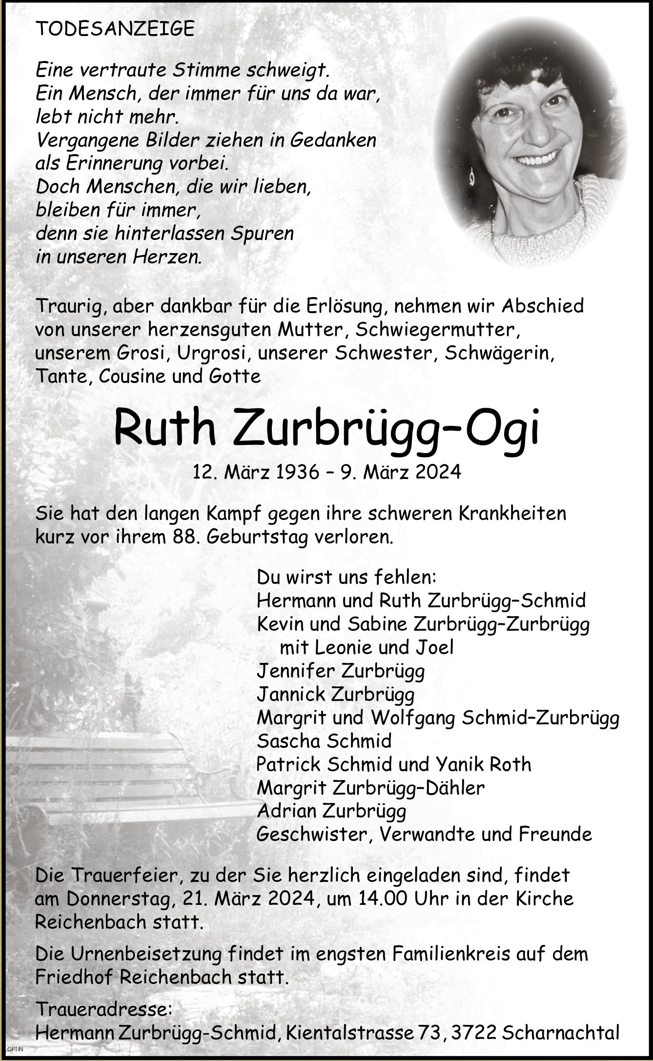 Ruth Zurbrügg–Ogi, März 2024 / TA