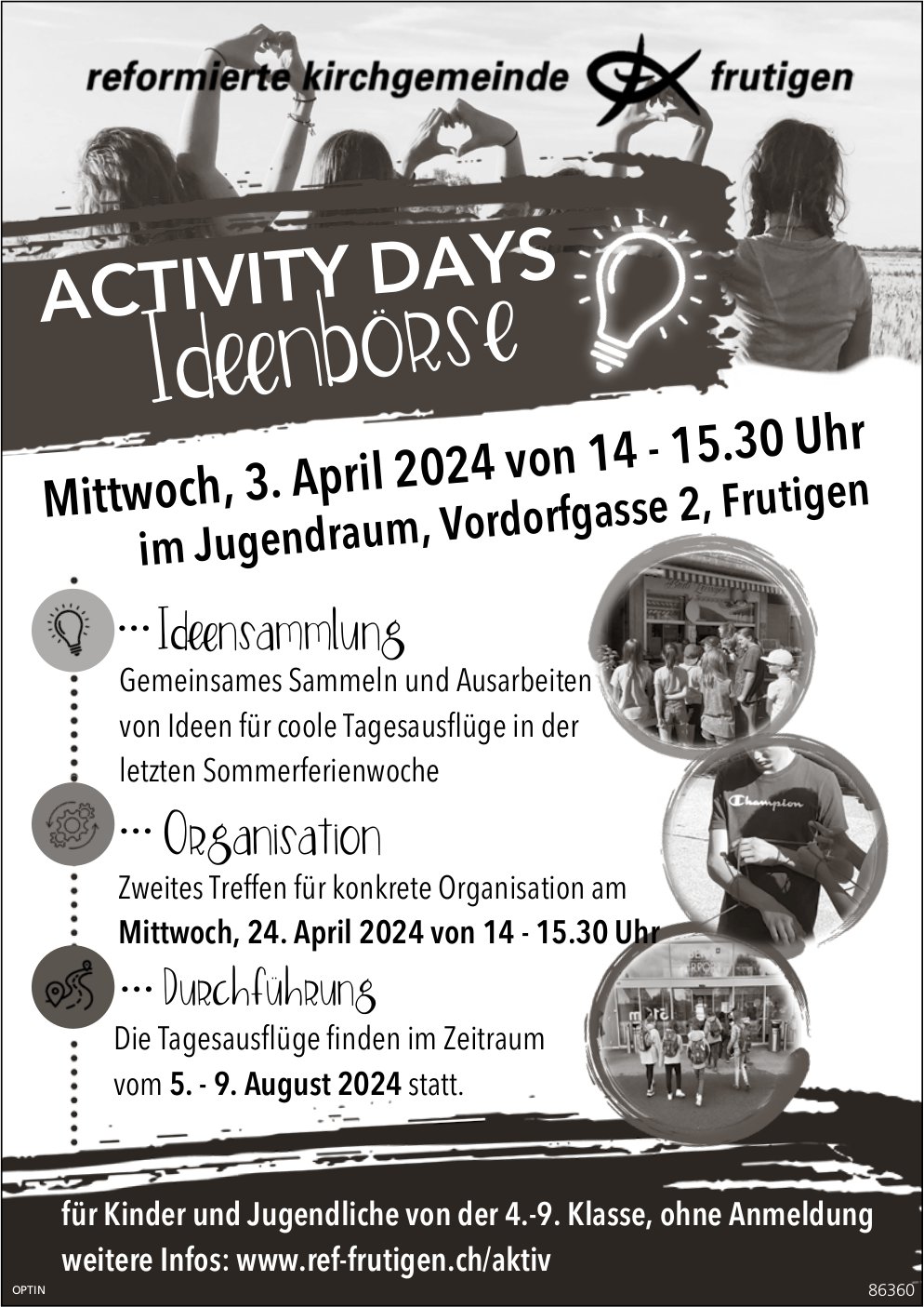 Activity Days Ideenbörse, 3. April, Jugendraum Vordorfgasse 2, Frutigen