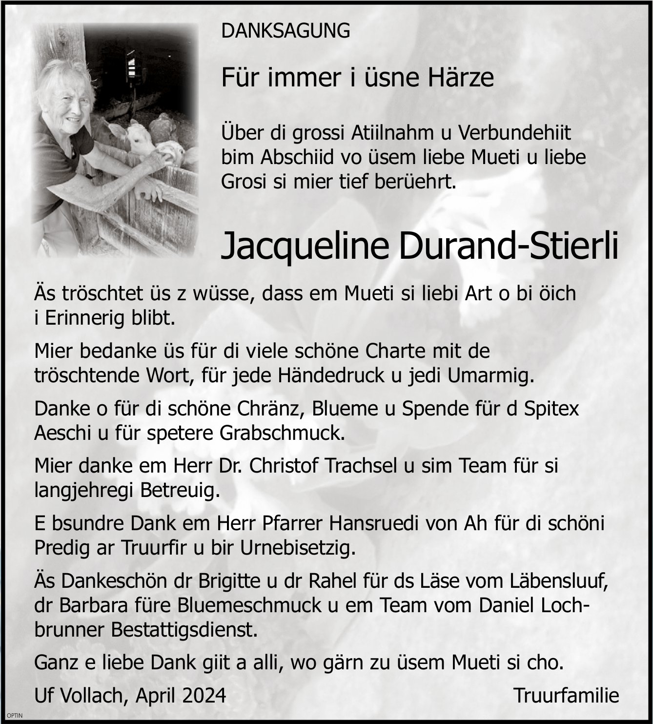 Jacqueline Durand-Stierli, im April 2024 / DS
