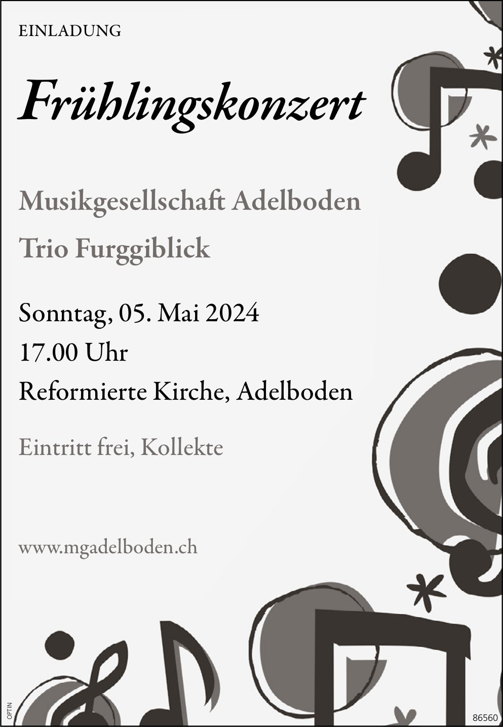 Frühlingskonzert Musikgesellschaft, 5. Mai, Ref. Kirche, Adelboden