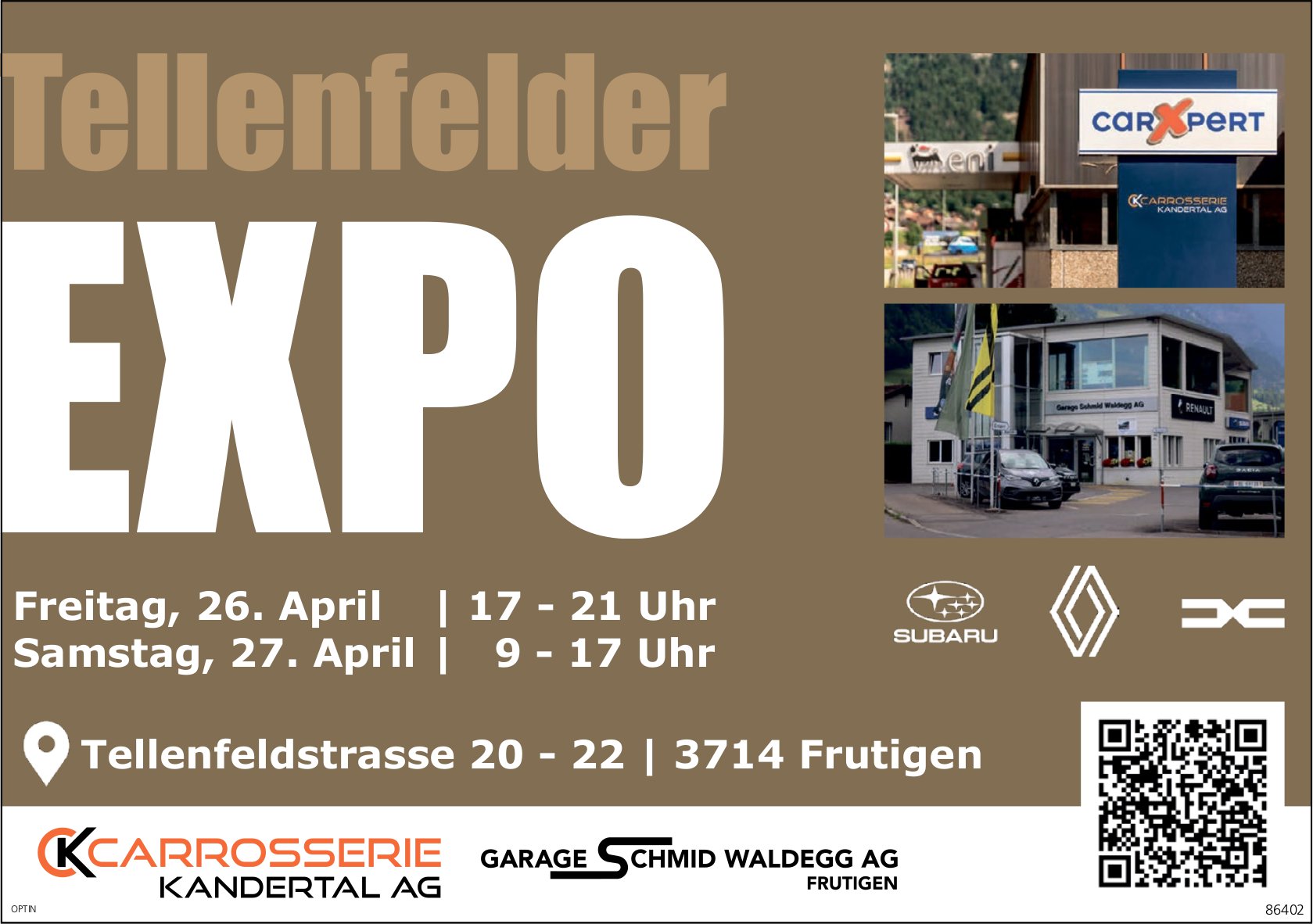 Tellenfelder EXPO, 26. und 27. April, Tellenfeldstrasse 20-22, Frutigen