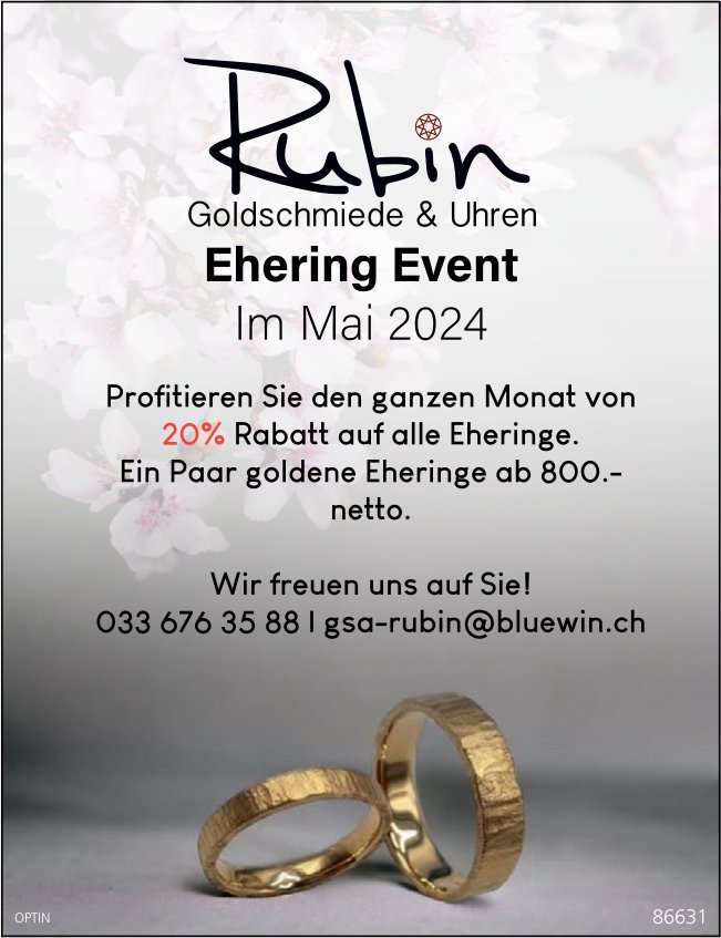 Rubin Goldschmiede & Uhren, Ehering Event
