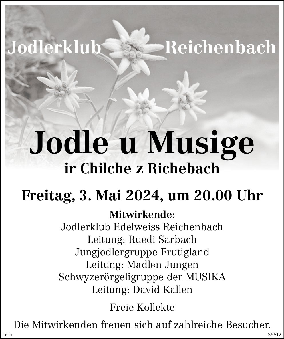 Jodle u Musige Jodlerklub, 3. Mai, Kirche, Reichenbach