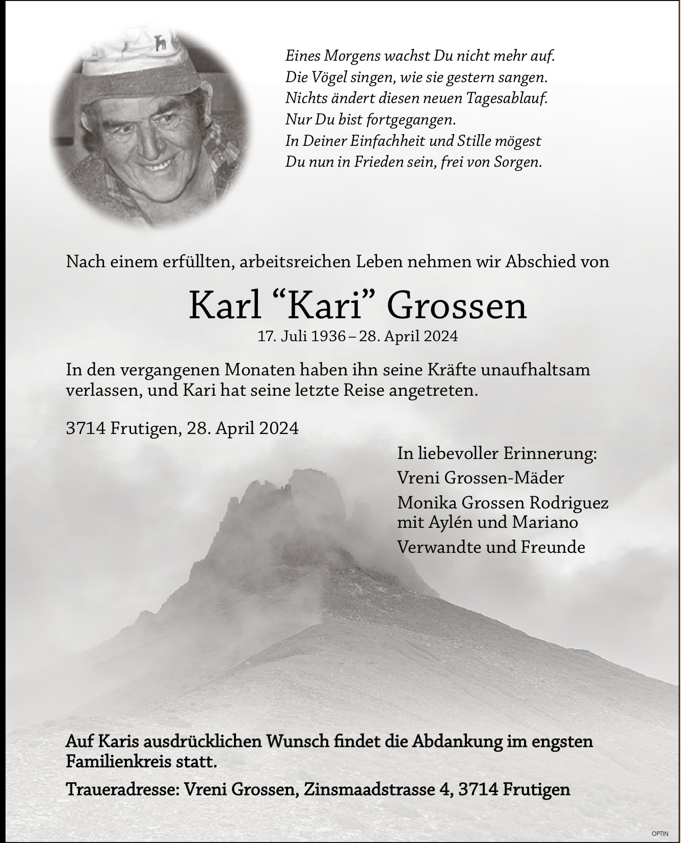 Karl “Kari” Grossen, April 2024 / TA