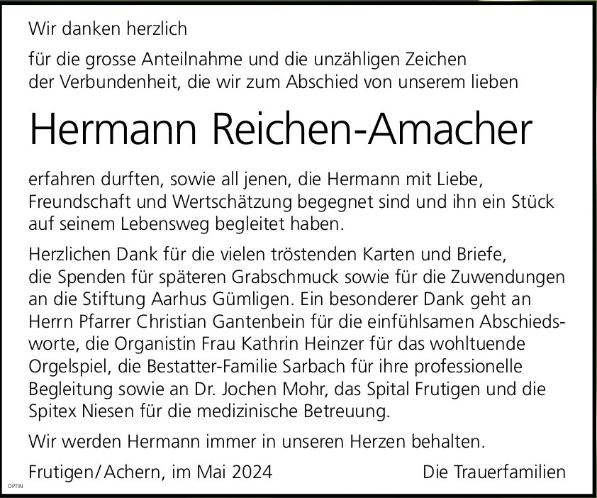 Hermann Reichen-Amacher, im Mai 2024 / DS
