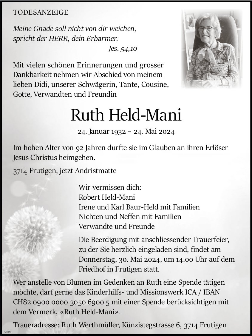 Ruth Held-Mani, Mai 2024 / TA