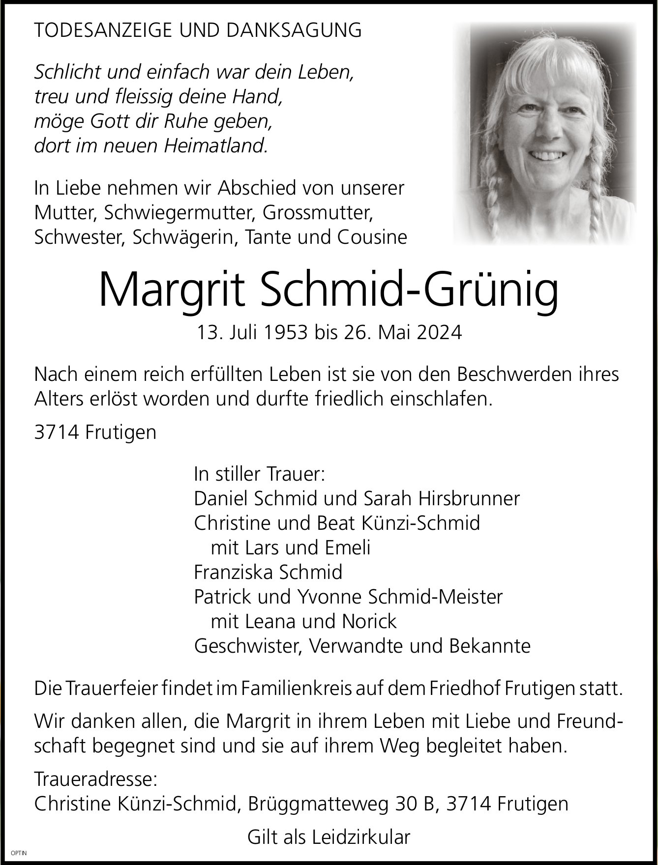 Margrit Schmid-Grünig, Mai 2024 / TA
