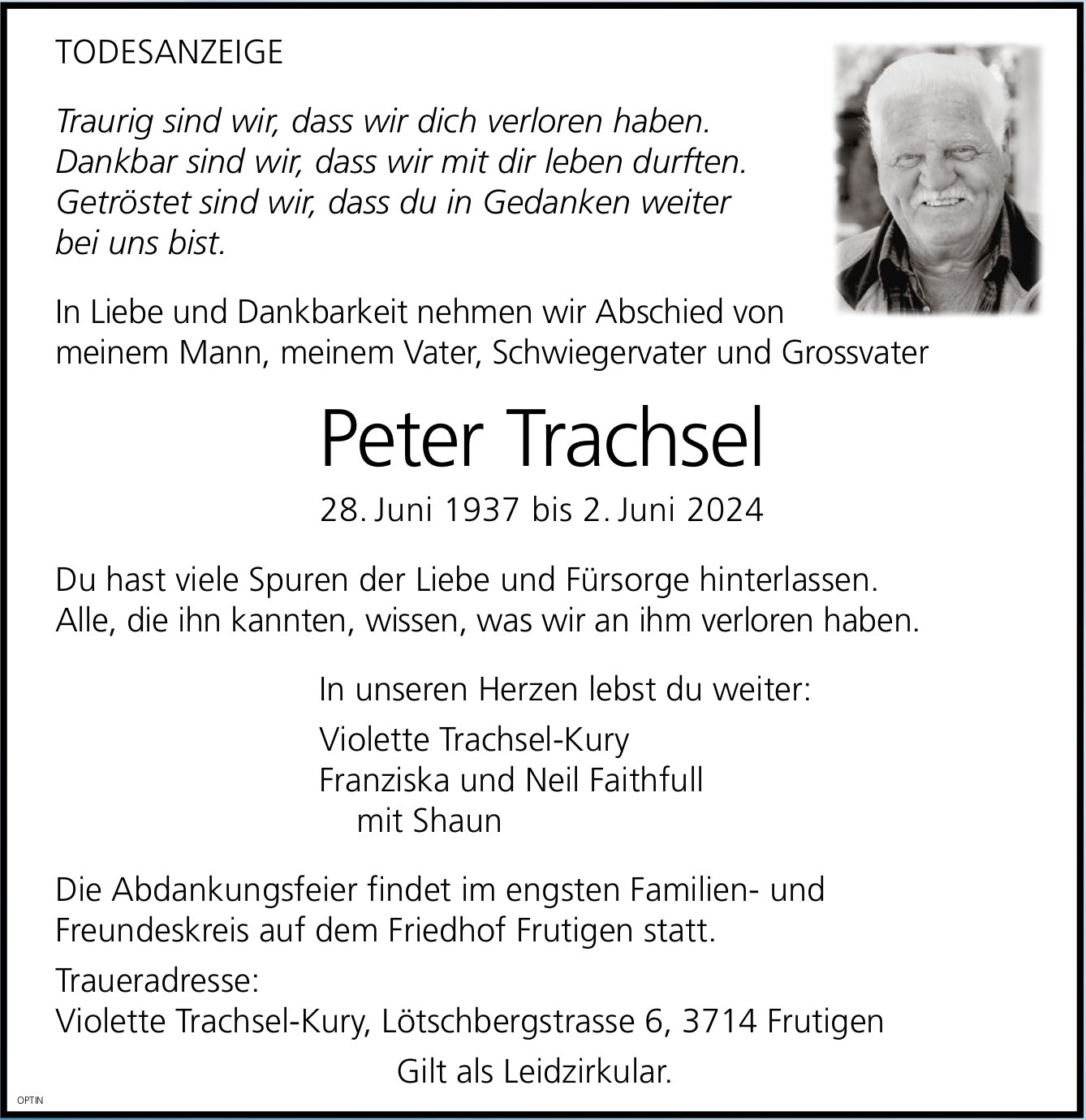 Peter Trachsel, Juni 2024 / TA