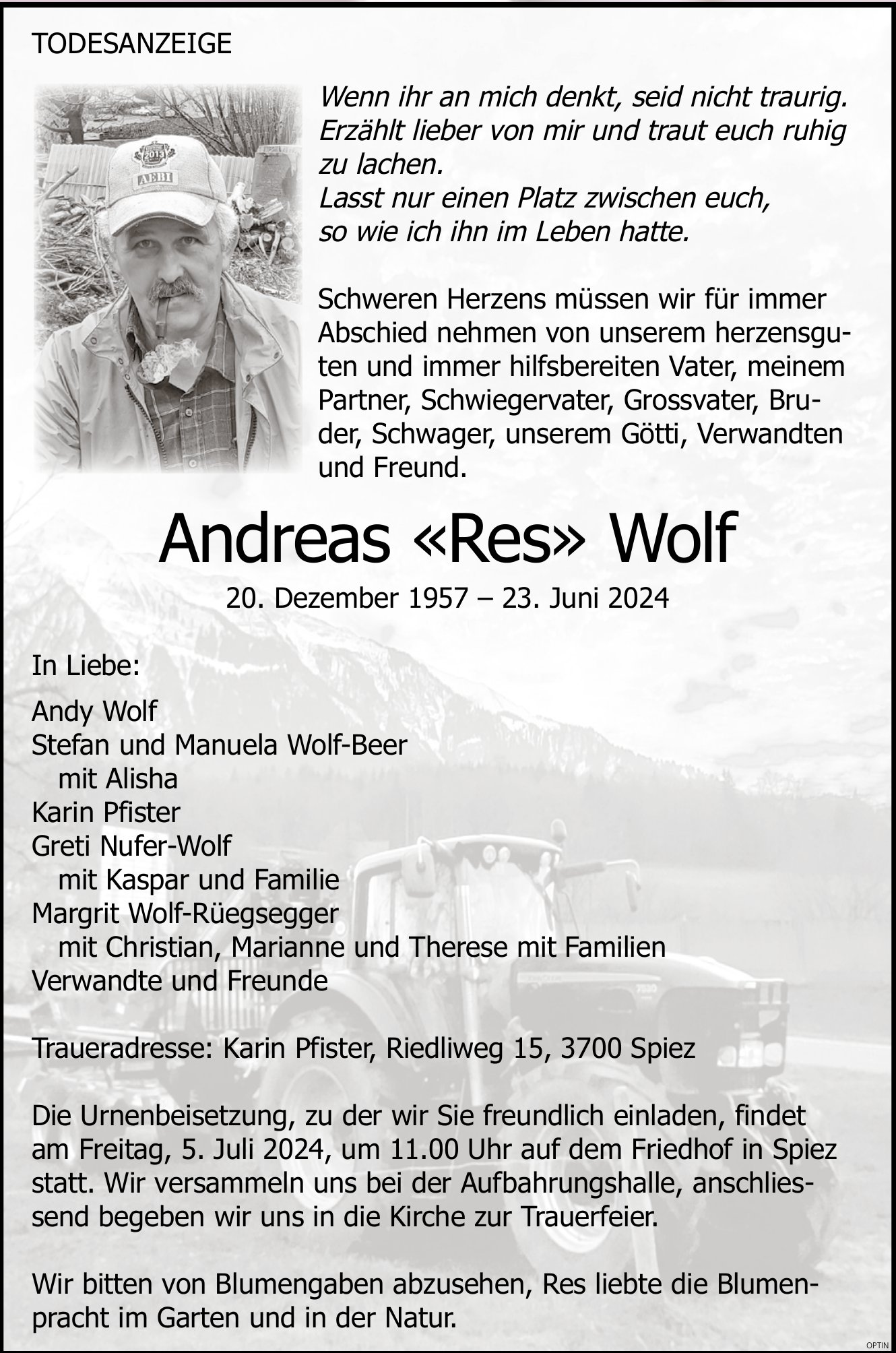 Andreas «Res» Wolf, Juni 2024 / TA