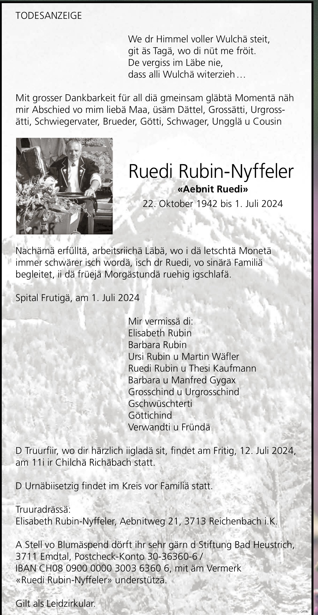 Ruedi Rubin-Nyffeler, Juli 2024 / TA