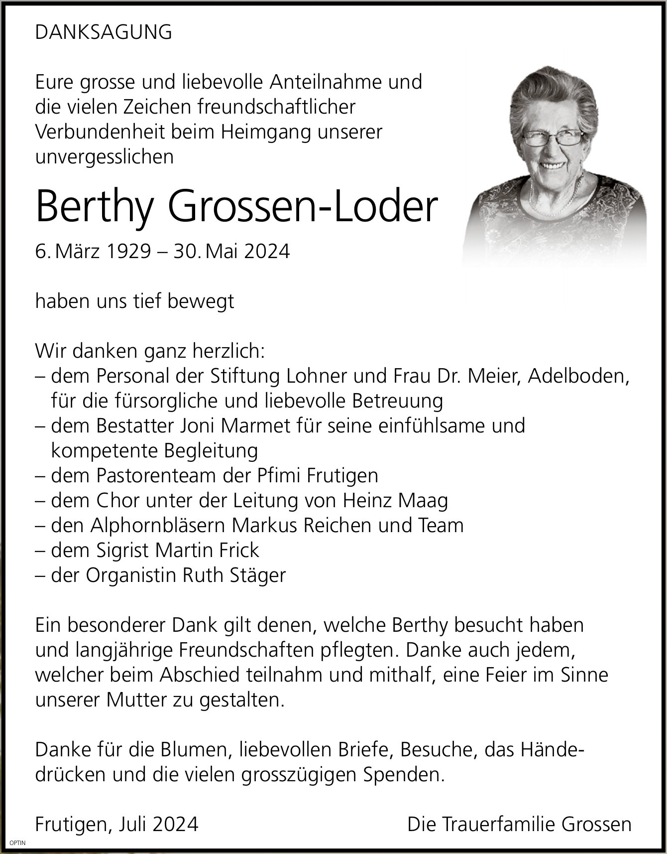 Berthy Grossen-Loder, im Juli 2024 / DS