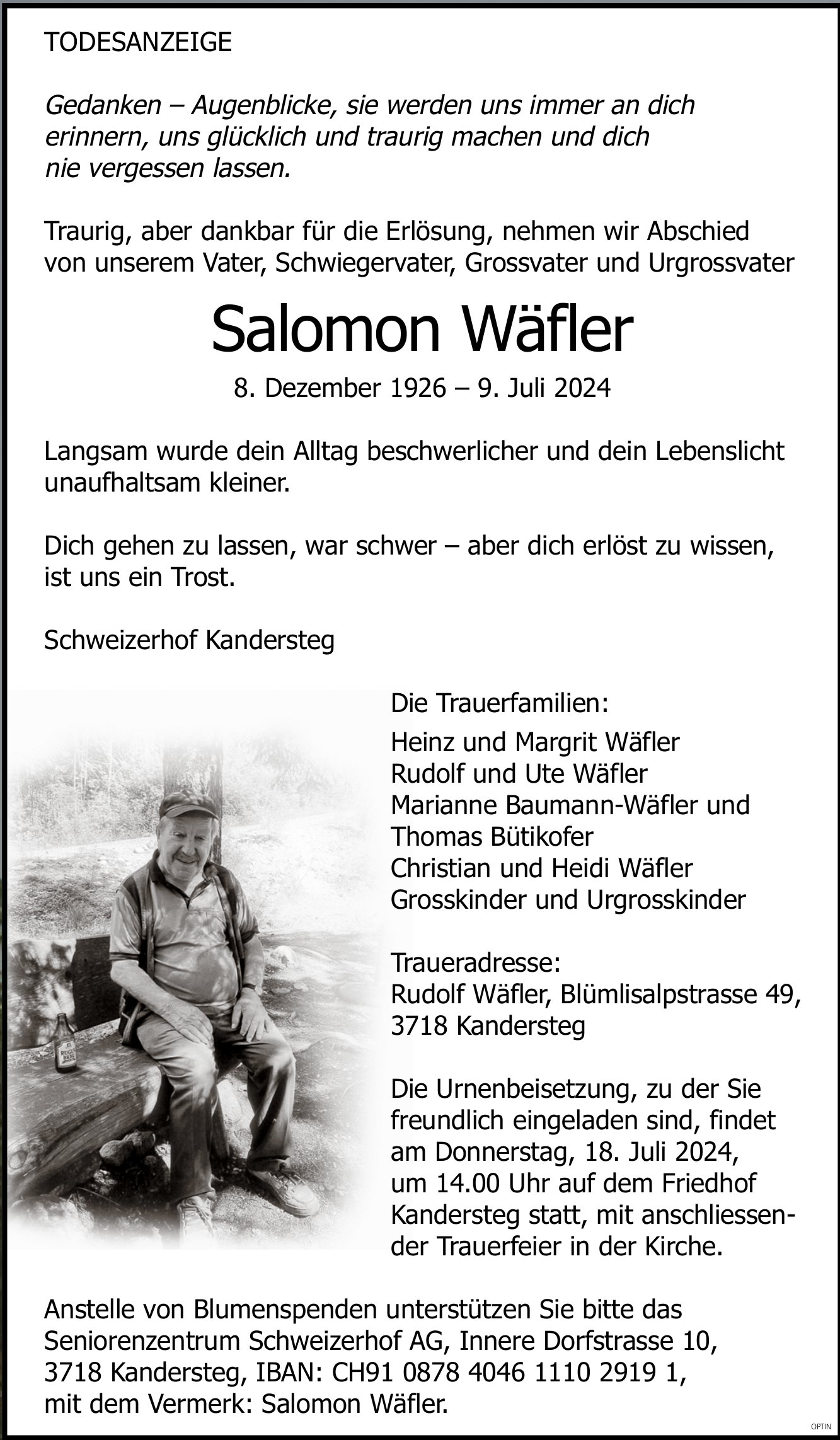 Salomon Wäfler, Juli 2024 / TA