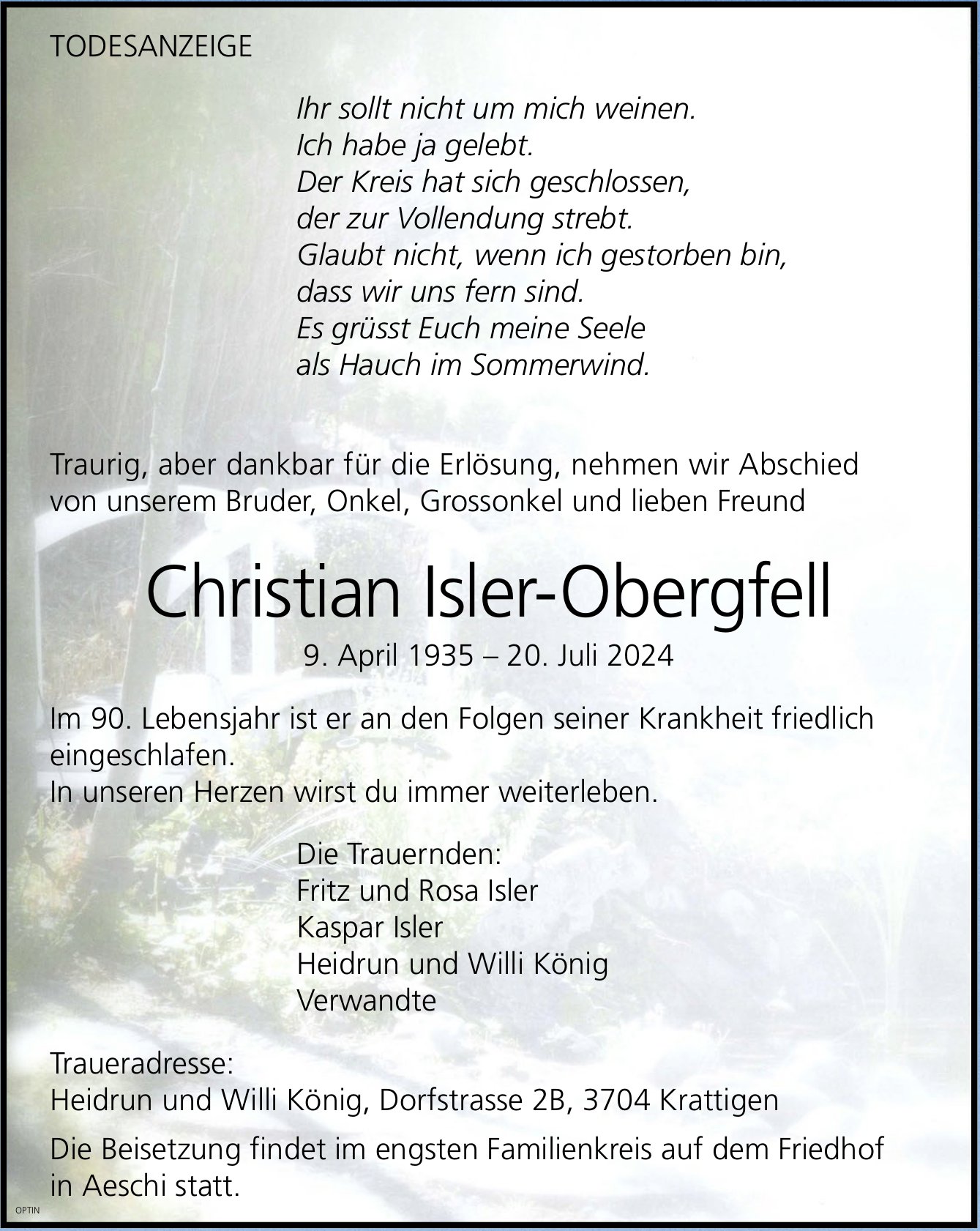 Christian Isler-Obergfell, Juli 2024 / TA