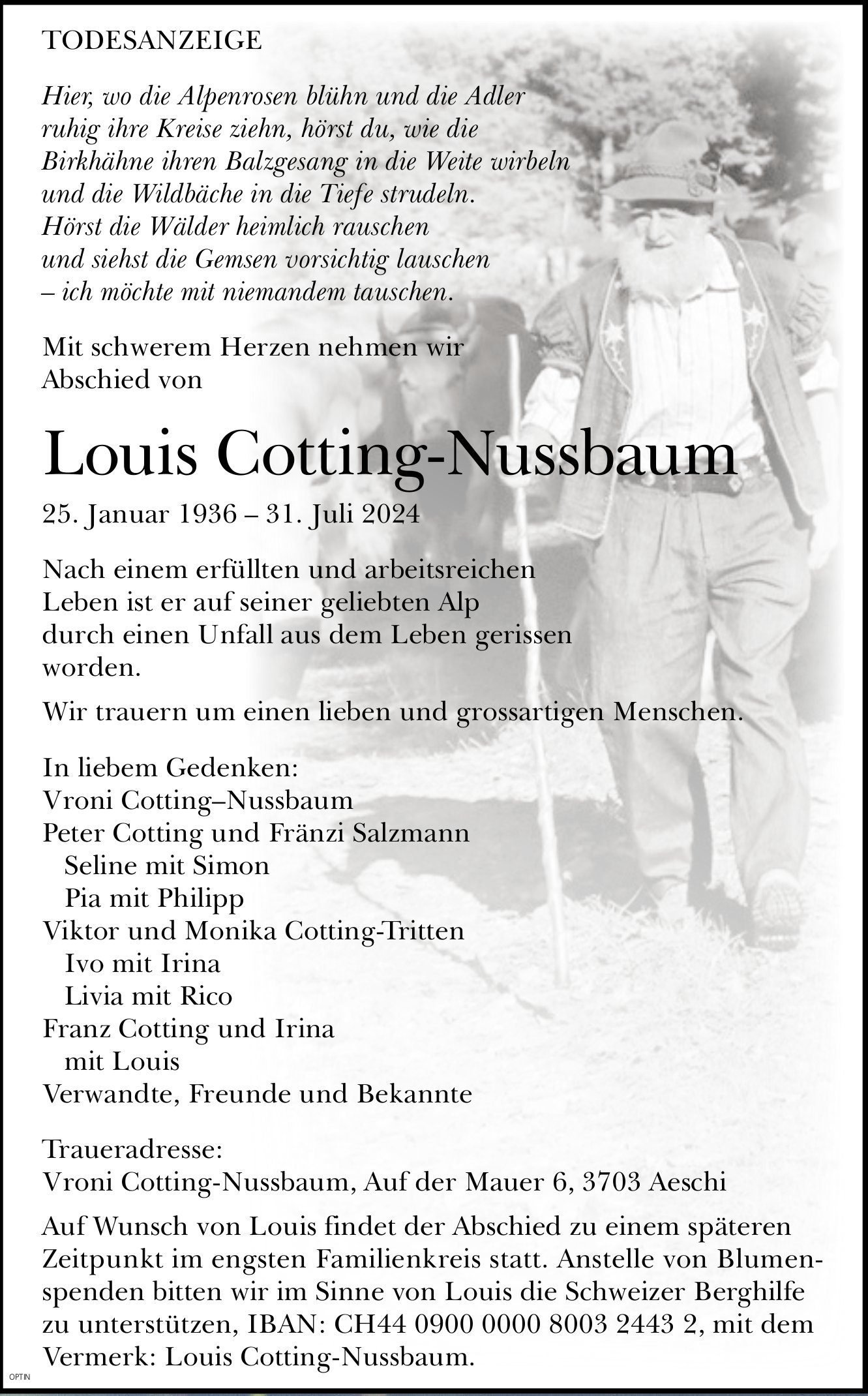 Louis Cotting-Nussbaum, Juli 2024 / TA