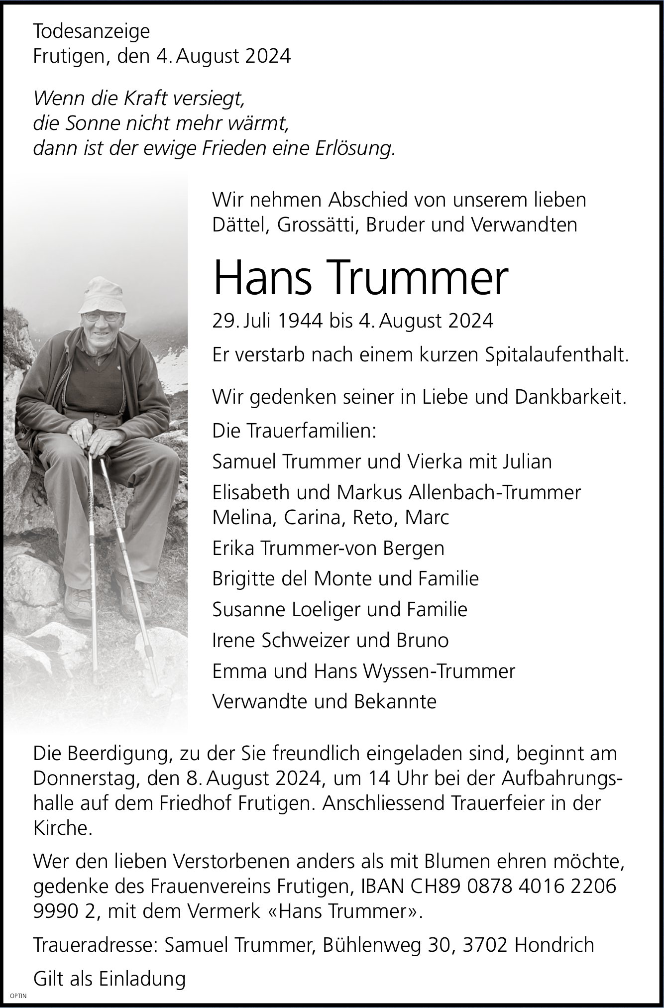 Hans Trummer, August 2024 / TA