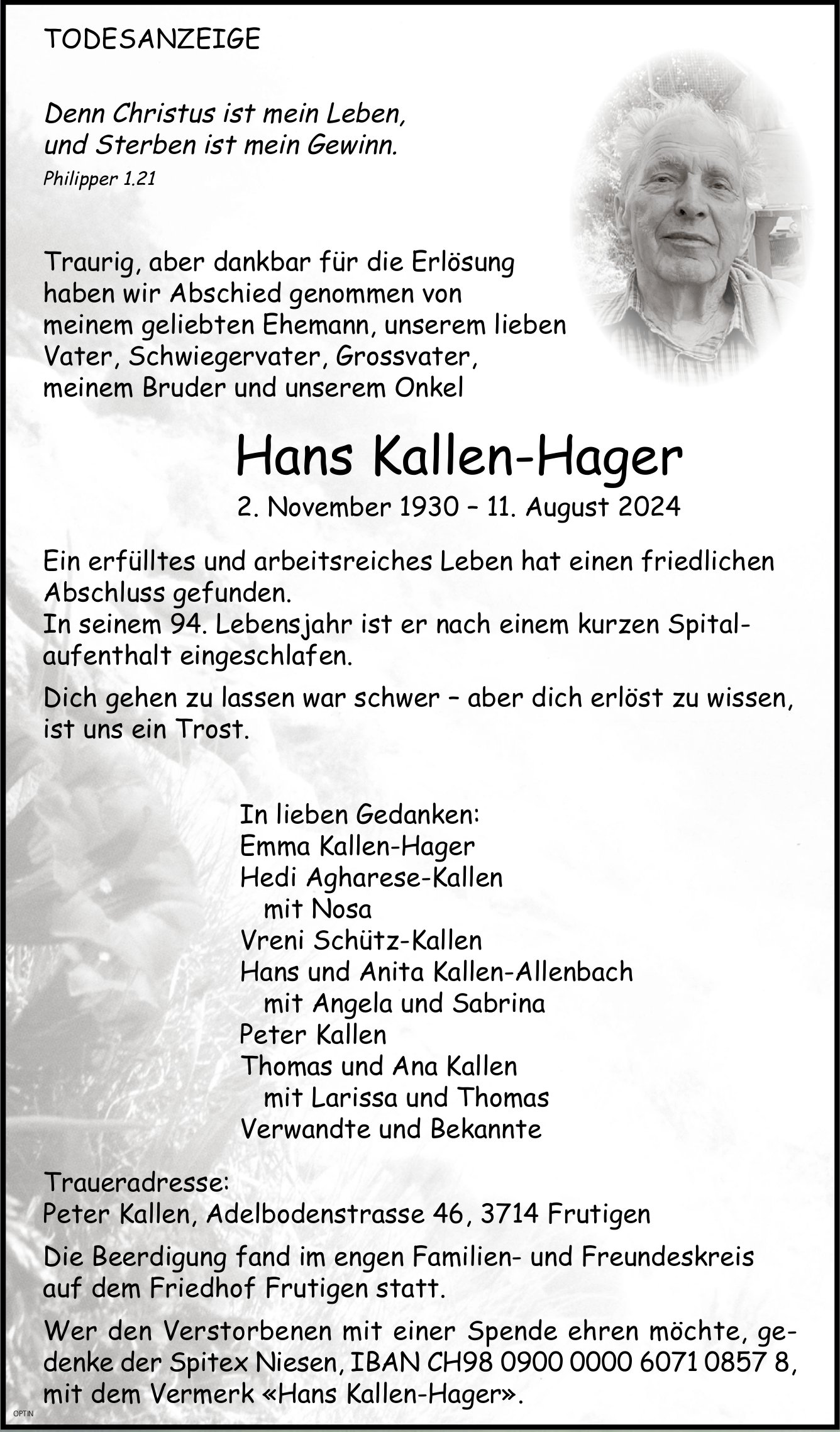 Hans Kallen-Hager, August 2024 / TA