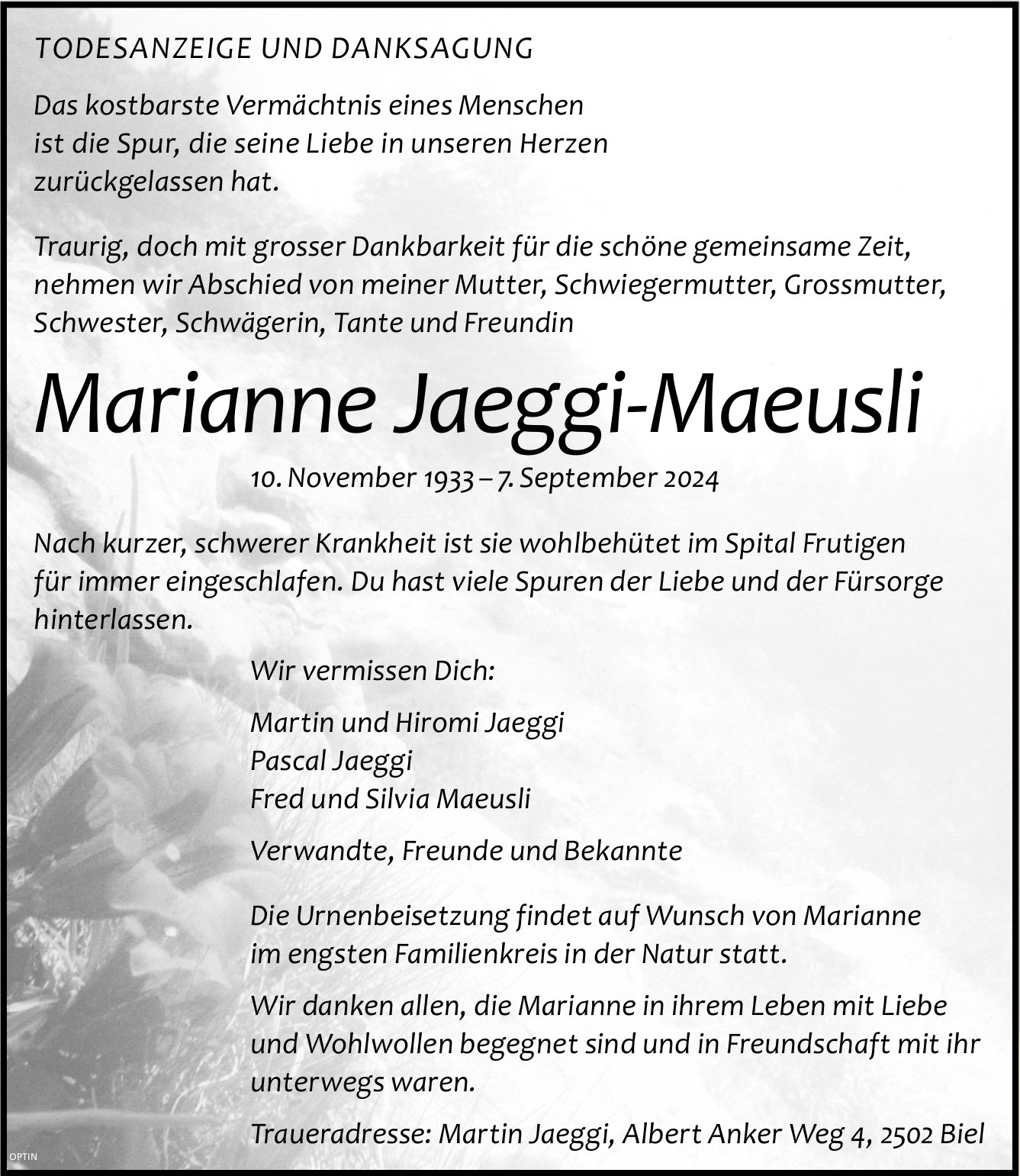 Marianne Jaeggi-Maeusli, September 2024 / TA