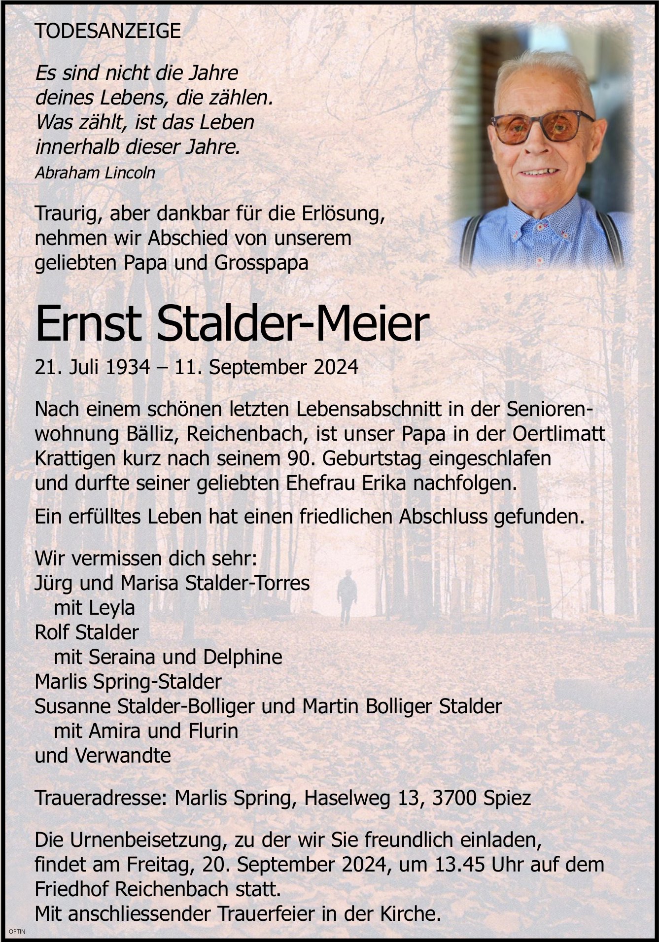 Ernst Stalder-Meier, September 2024 / TA