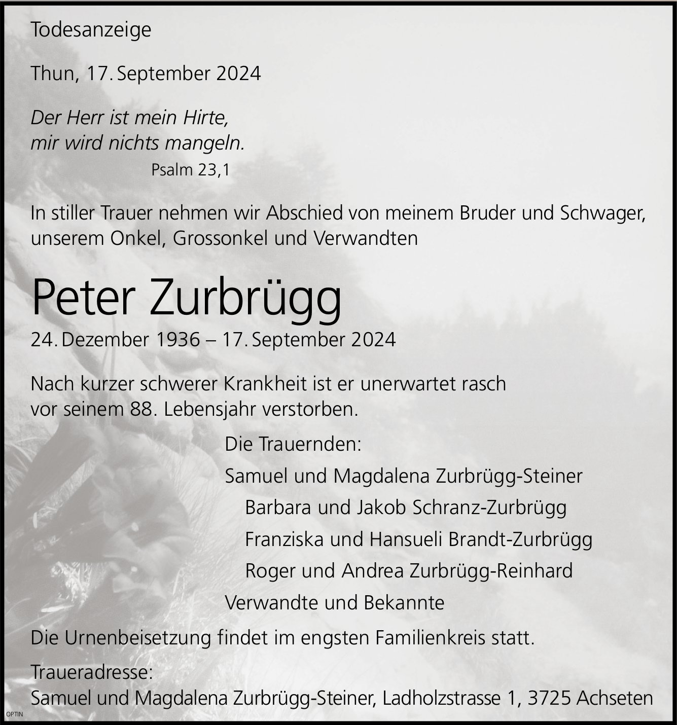 Peter Zurbrügg, September 2024 / TA