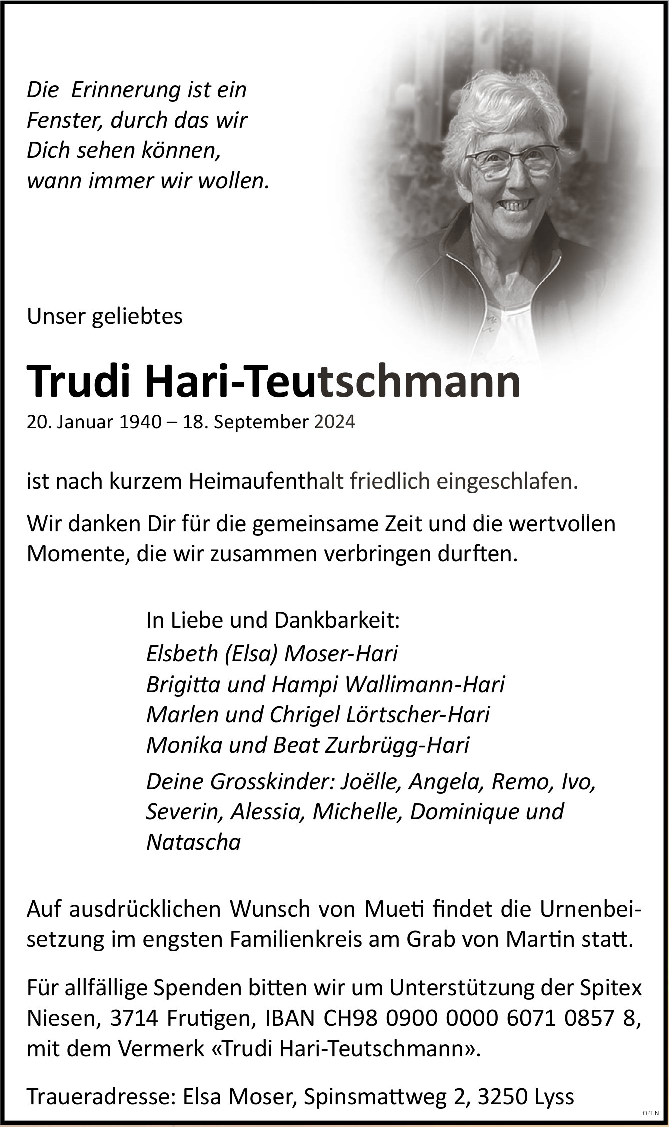 Trudi Hari-Teutschmann, September 2024 / TA