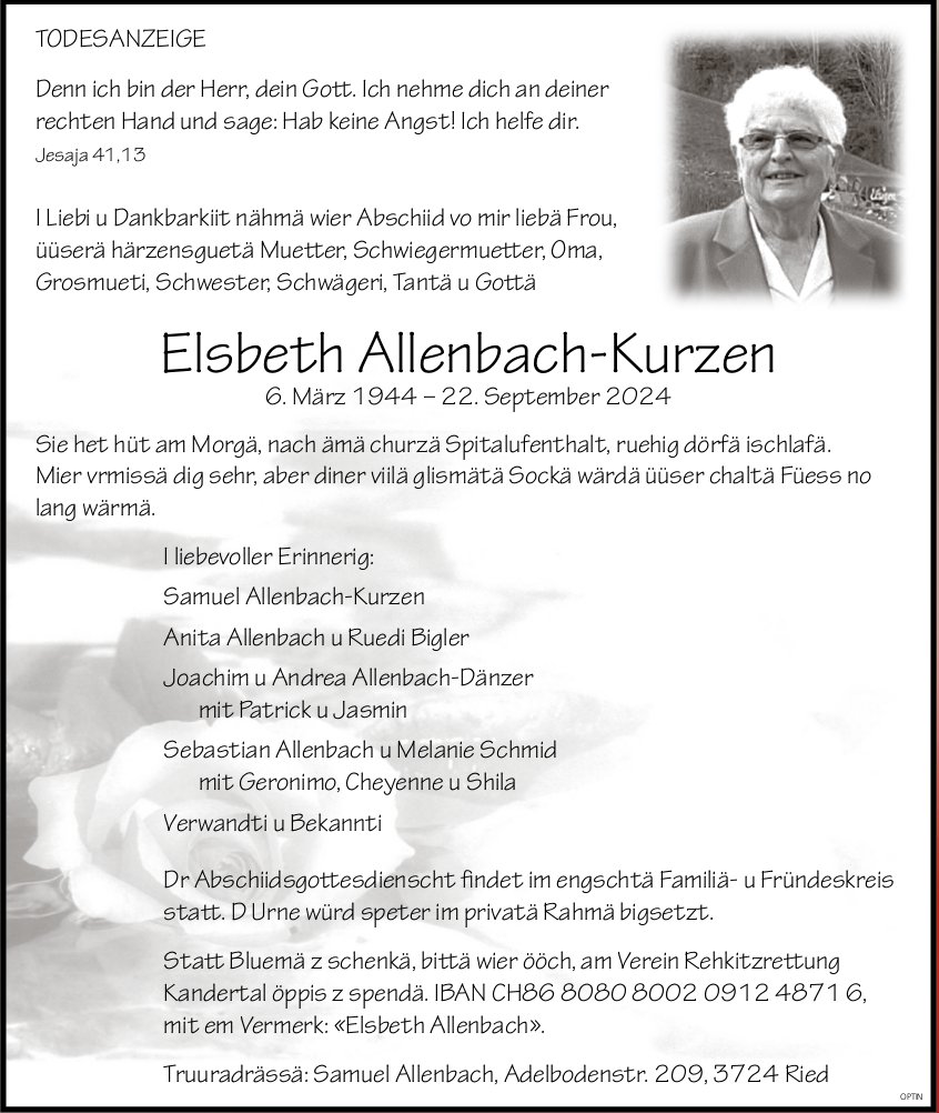 Elsbeth Allenbach-Kurzen, September 2024 / TA