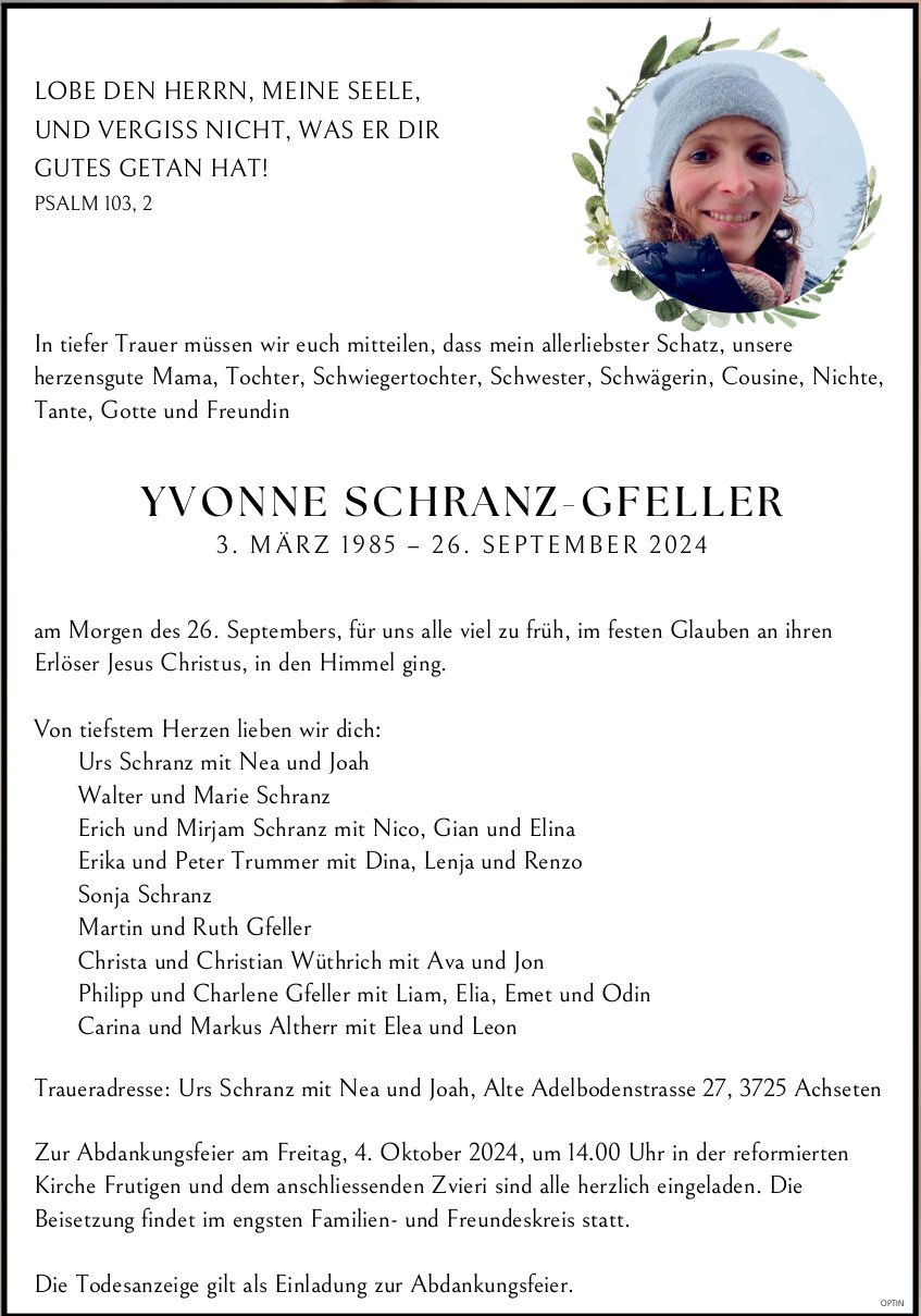 Yvonne Schrankz-Gfeller, September 2024 / TA