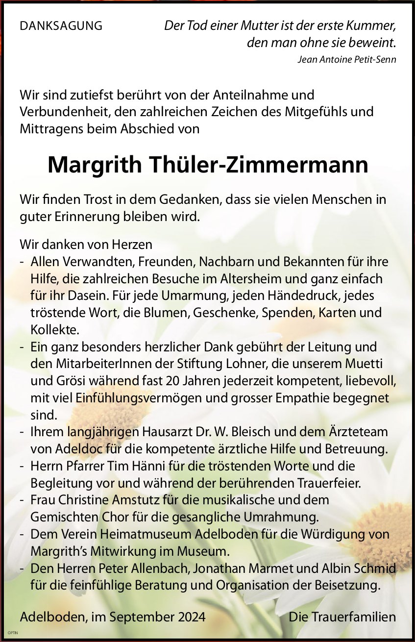 Margrith Thüler-Zimmermann, im Oktober 2024 / DS