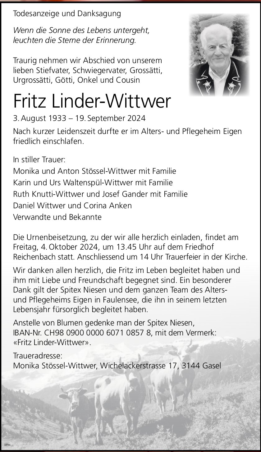 Fritz Linder-Wittwer, September 2024 / TA