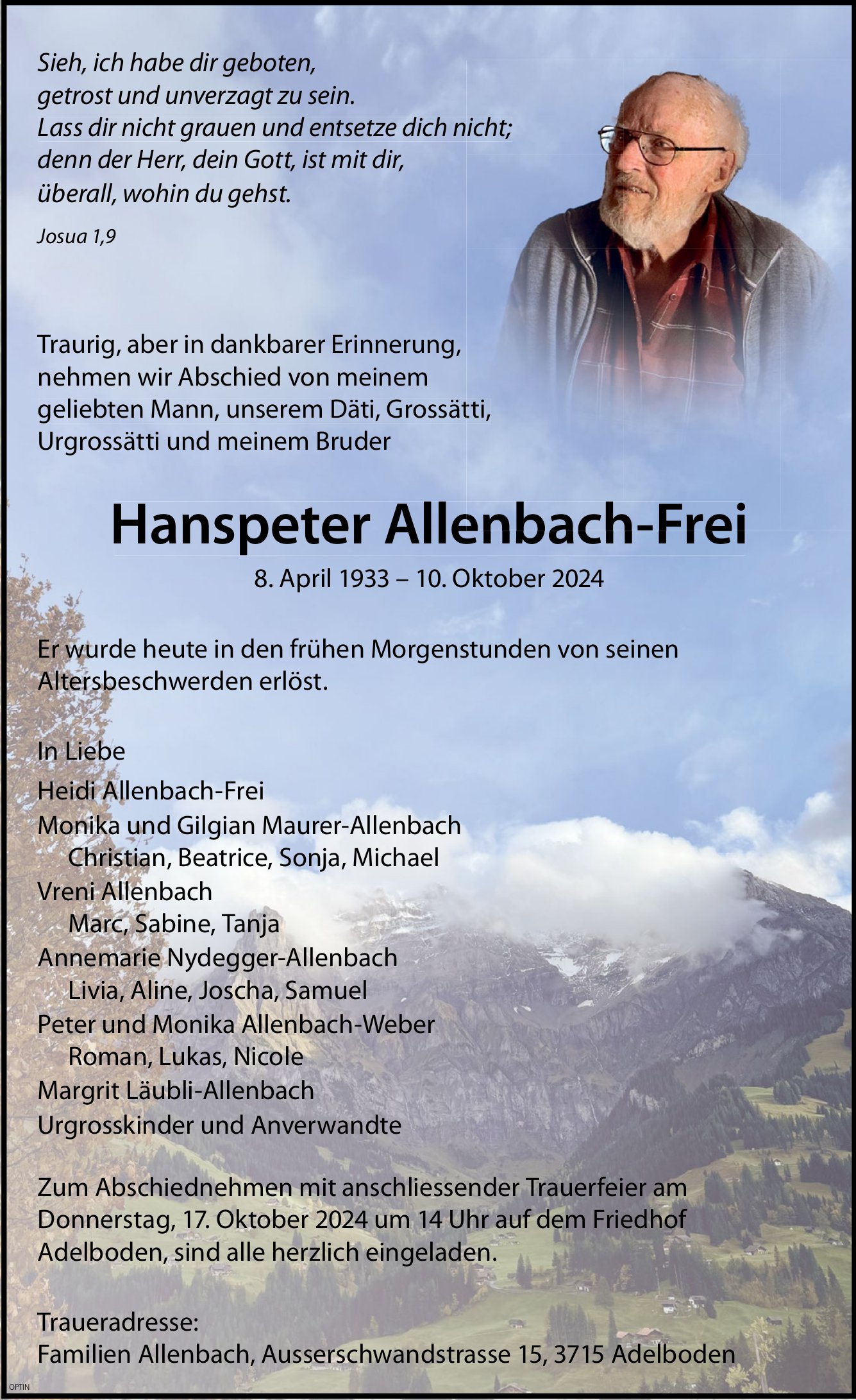 Hanspeter Allenbach-Frei, Oktober 2024 / TA