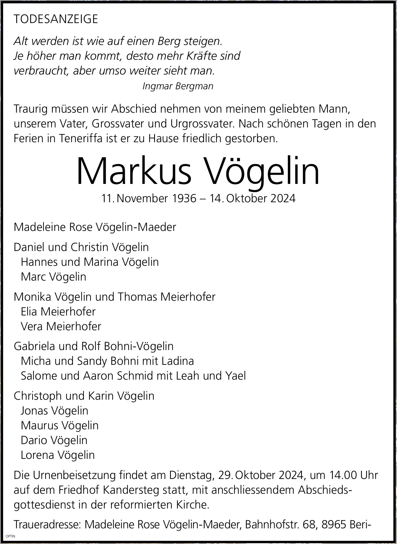 Markus Vögelin, Oktober 2024 / TA