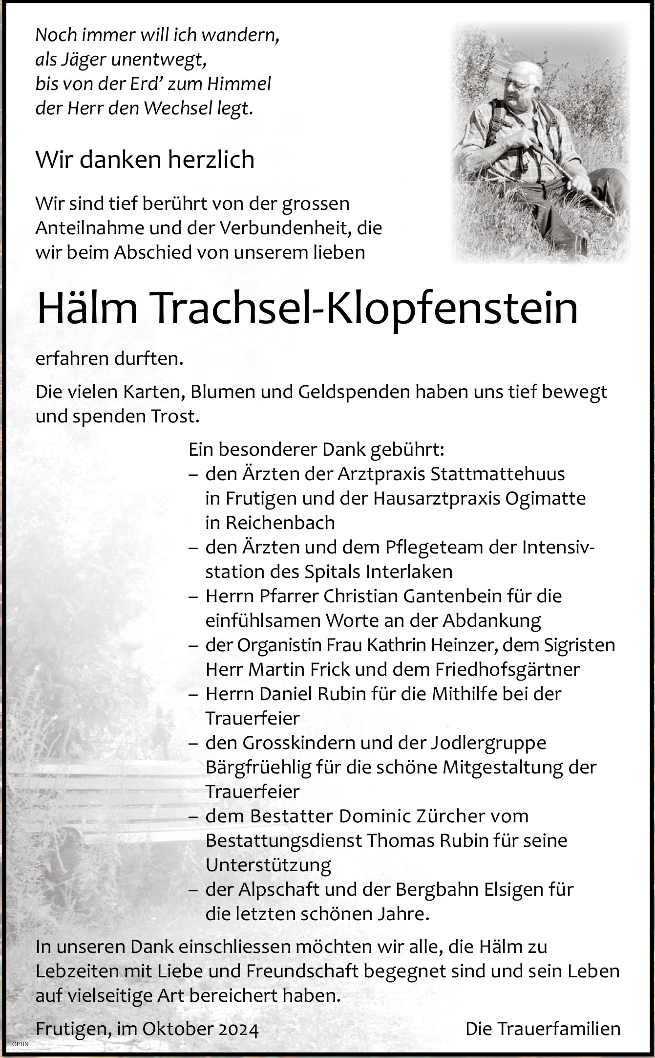 Hälm Trachsel-Klopfenstein, im Oktober 2024 / DS