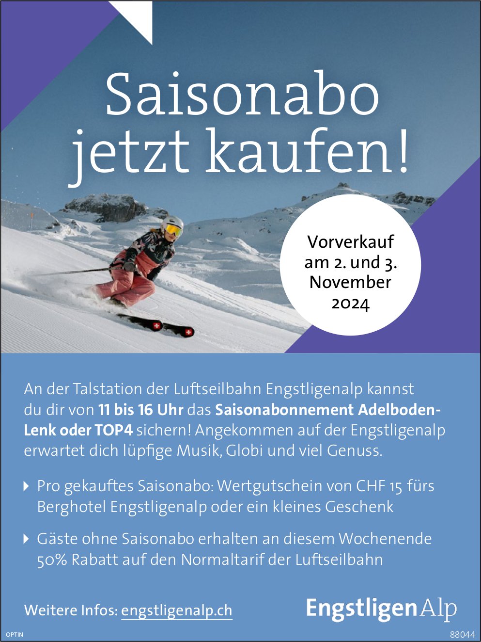 Saisonabo Top4, 2. und 3. November, Talstation Engstligenalp