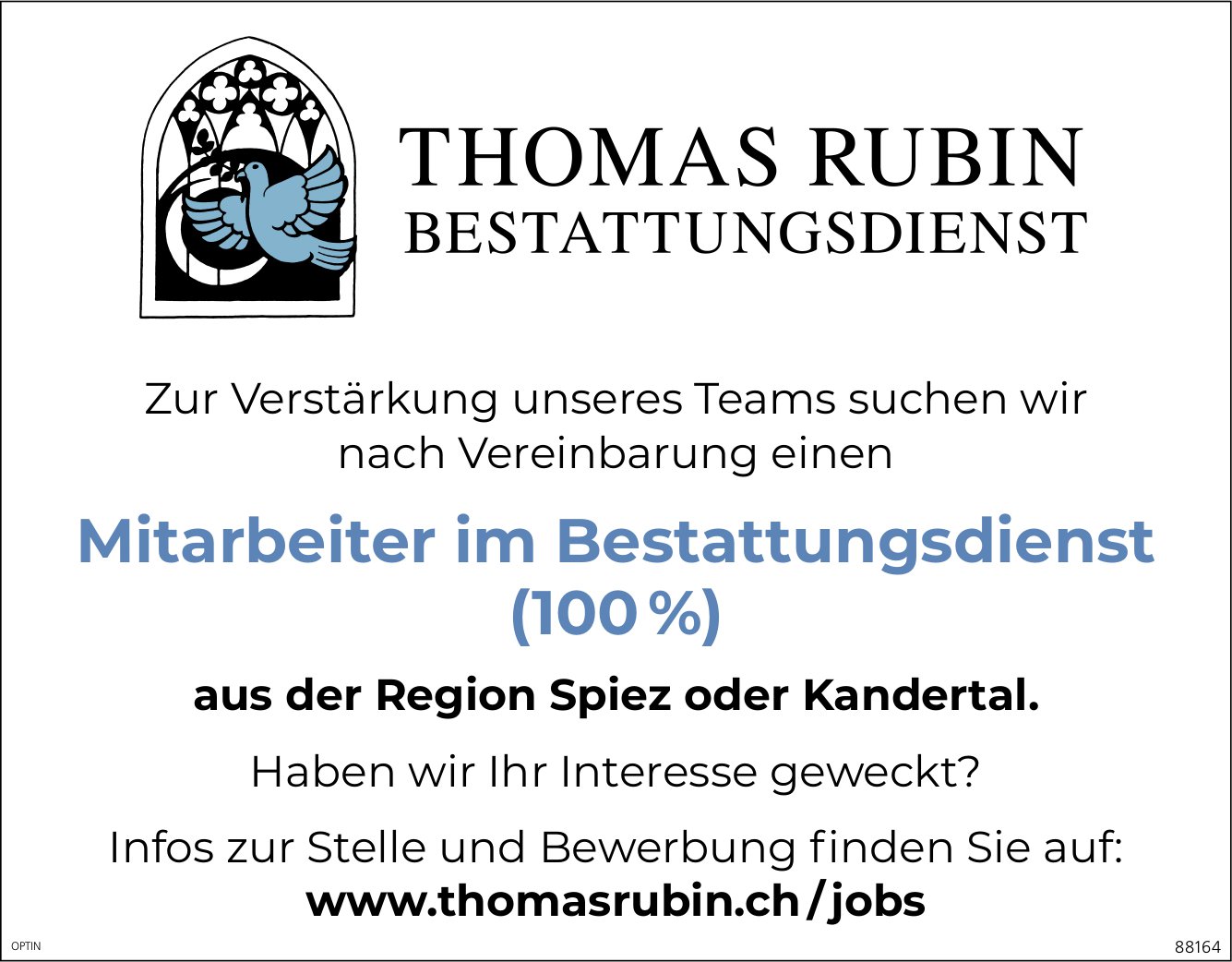 Mitarbeiter im Bestattungsdienst (100%), Thomas Rubin Bestattungsdienst, gesucht