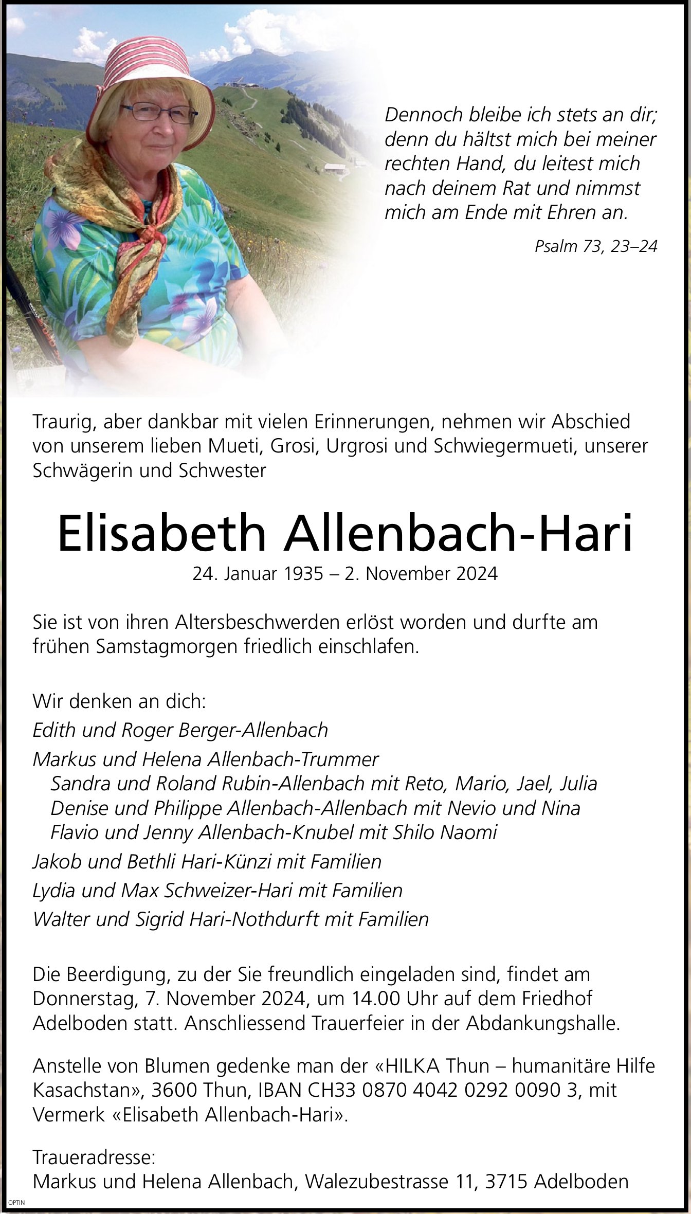 Elisabeth Allenbach-Hari, November 2024 / TA