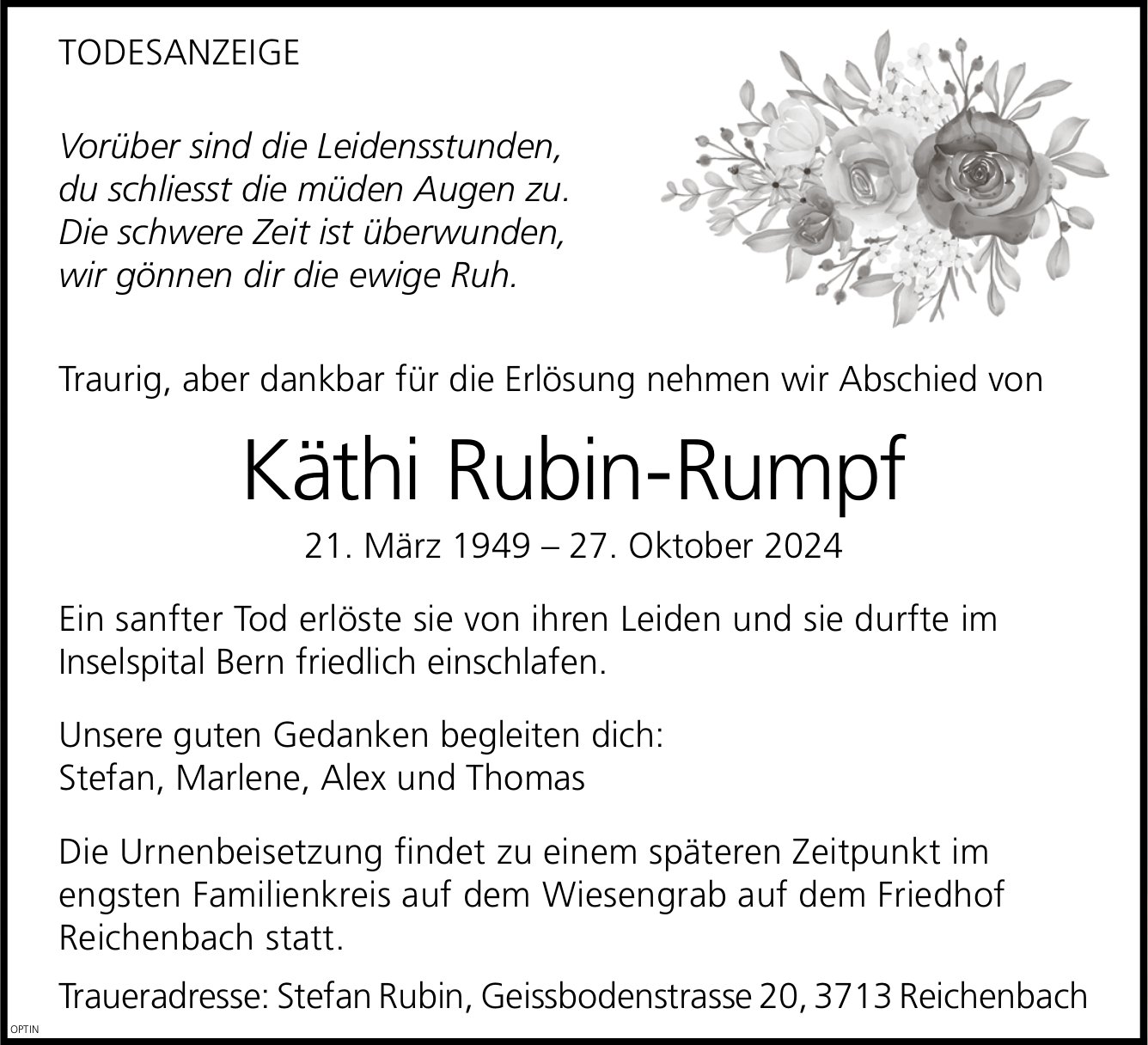 Käthi Rubin-Rumpf, Oktober 2024 / TA