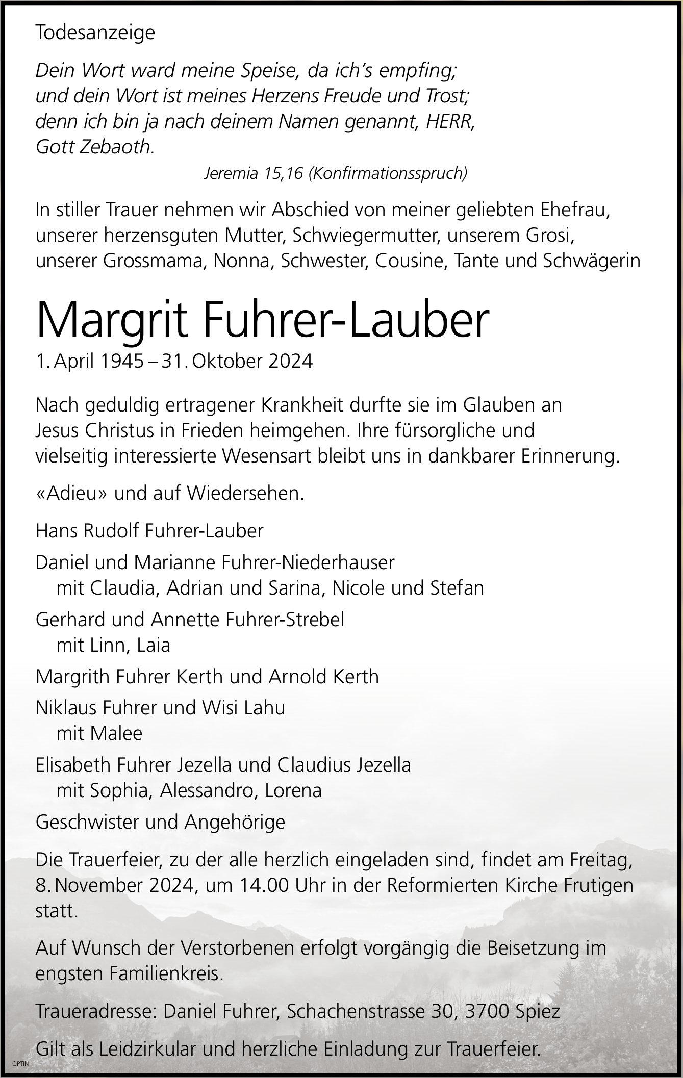 Margrit Fuhrer-Lauber, Oktober 2024 / TA