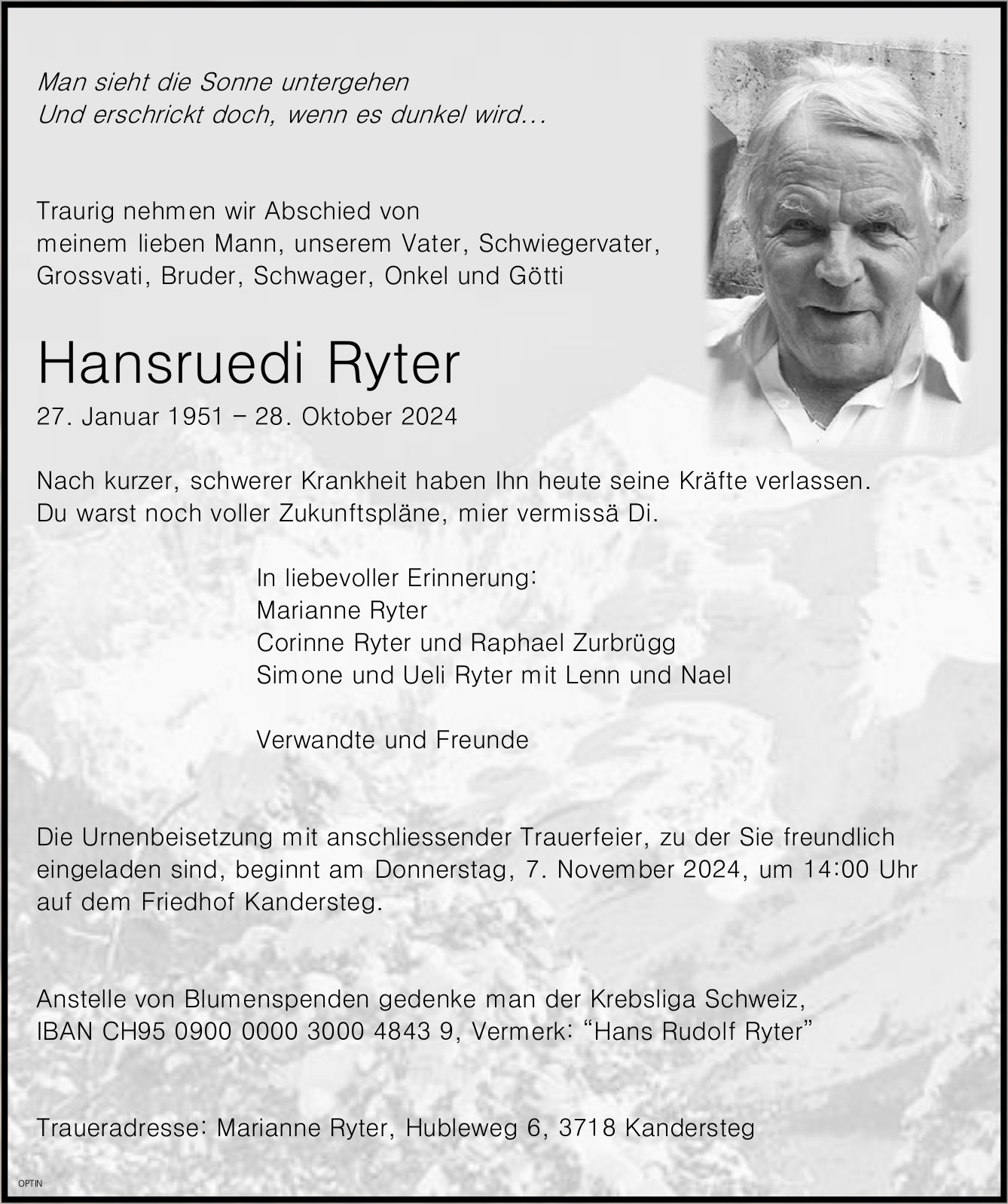 Hansruedi Ryter, Oktober 2024 / TA