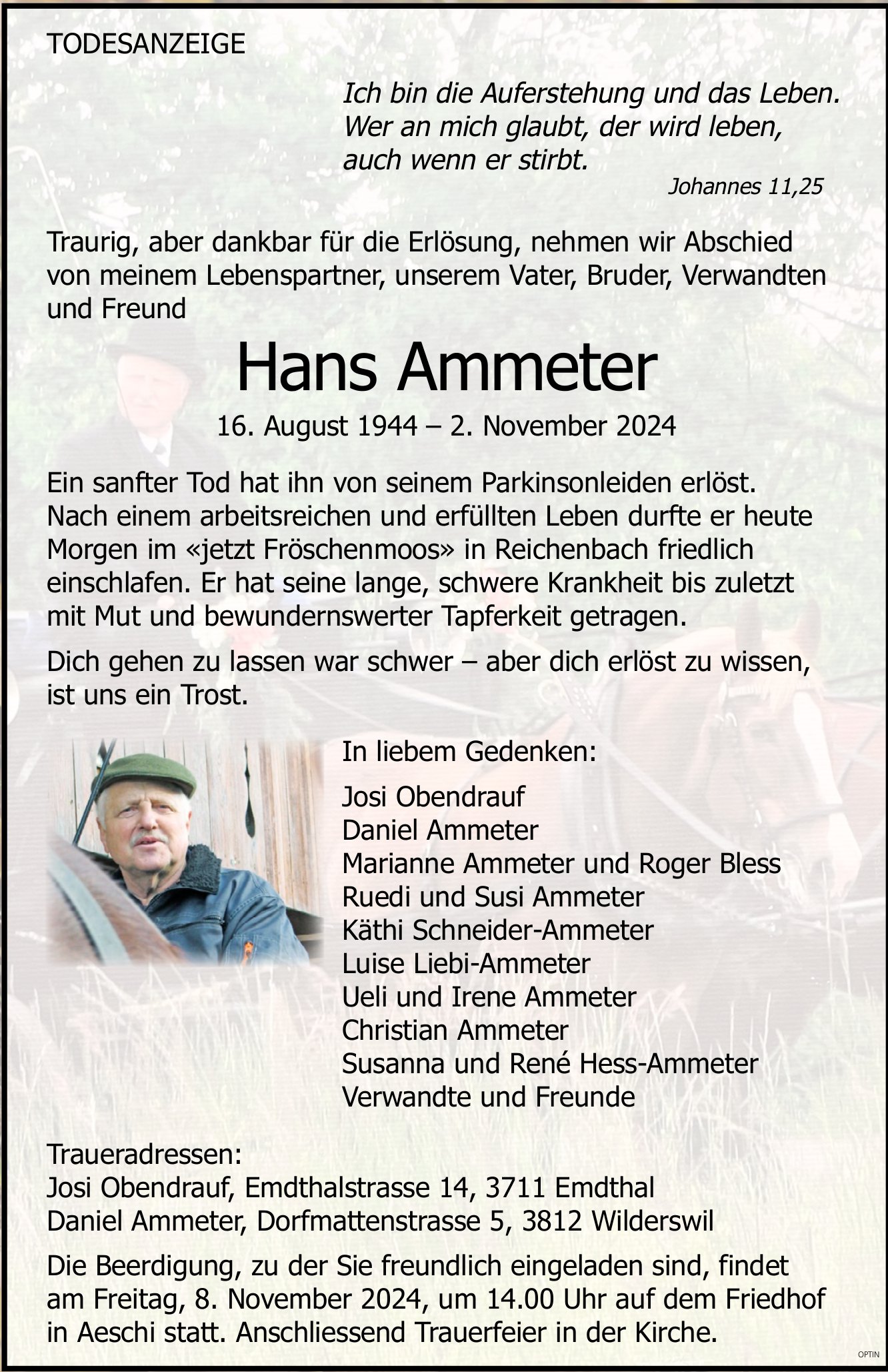 Hans Ammeter, November 2024 / TA