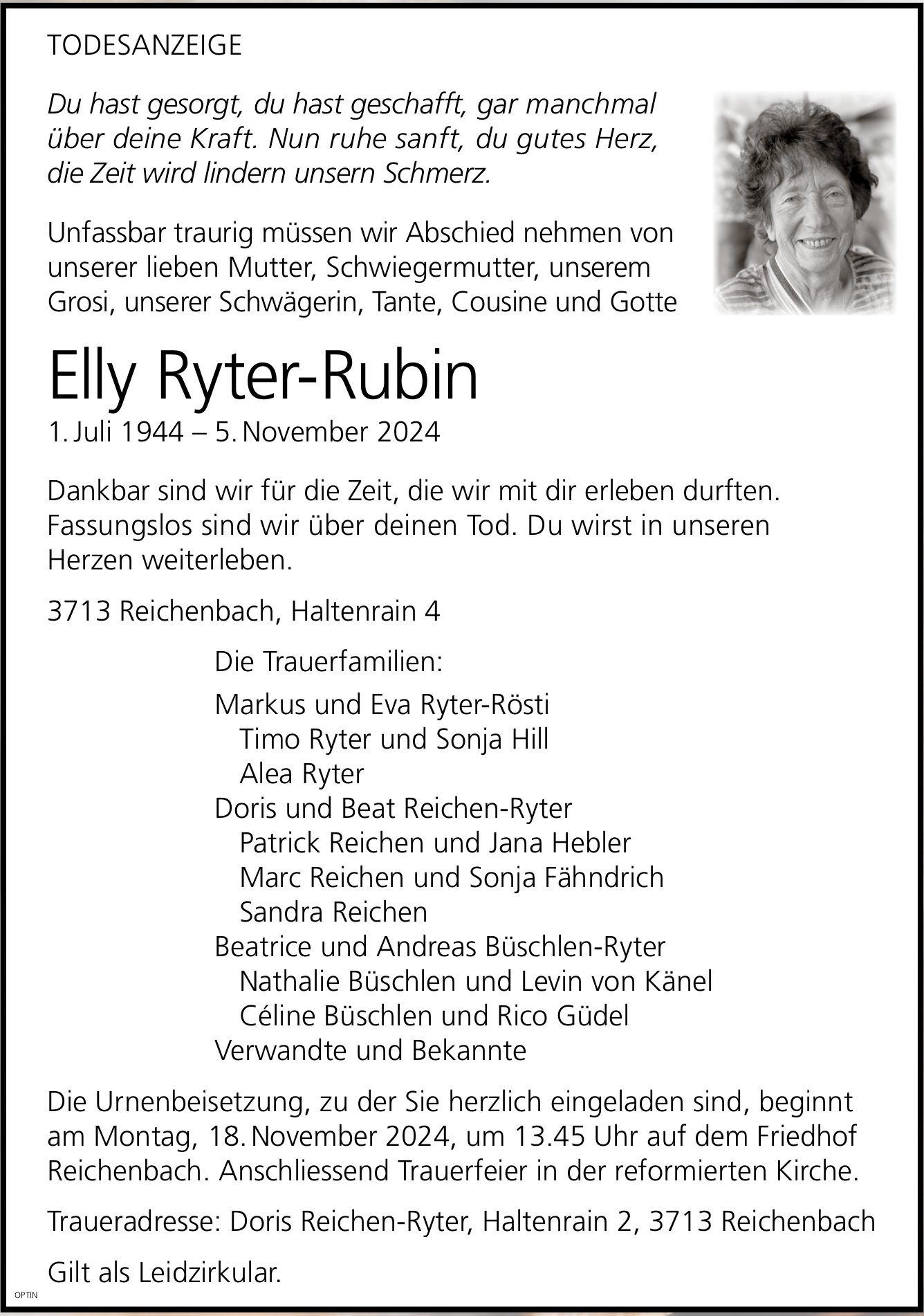 Elly Ryter-Rubin, November 2024 / TA