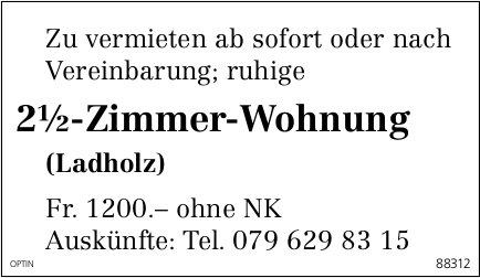 2.5-Zimmer-Wohnung, zu vermieten