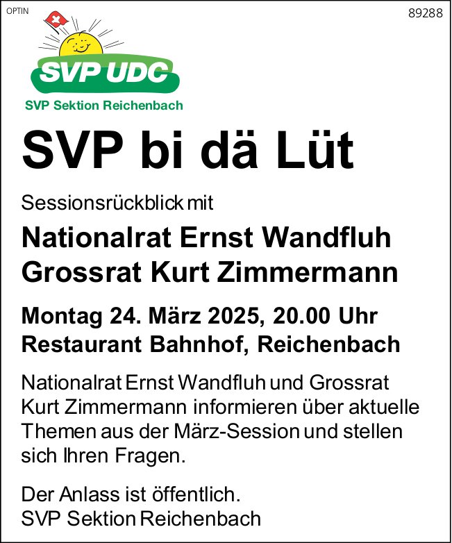 Sessionsrückblick, 24. März, Restaurant Bahnhof, Reichenbach