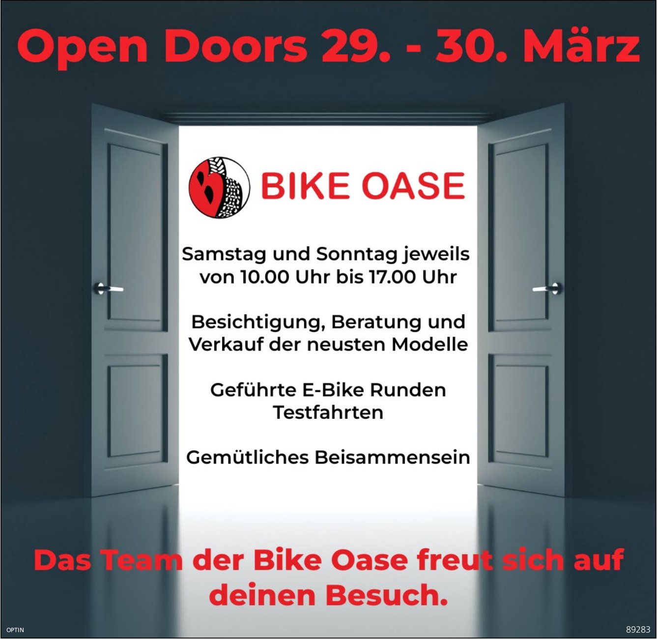 Open Doors, 29. und 30. März, Bike Oase