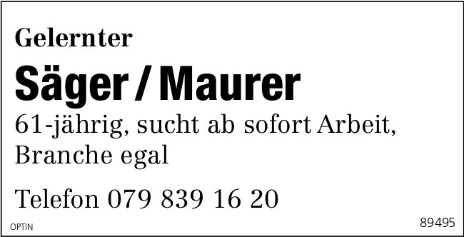 Säger / Maurer, sucht